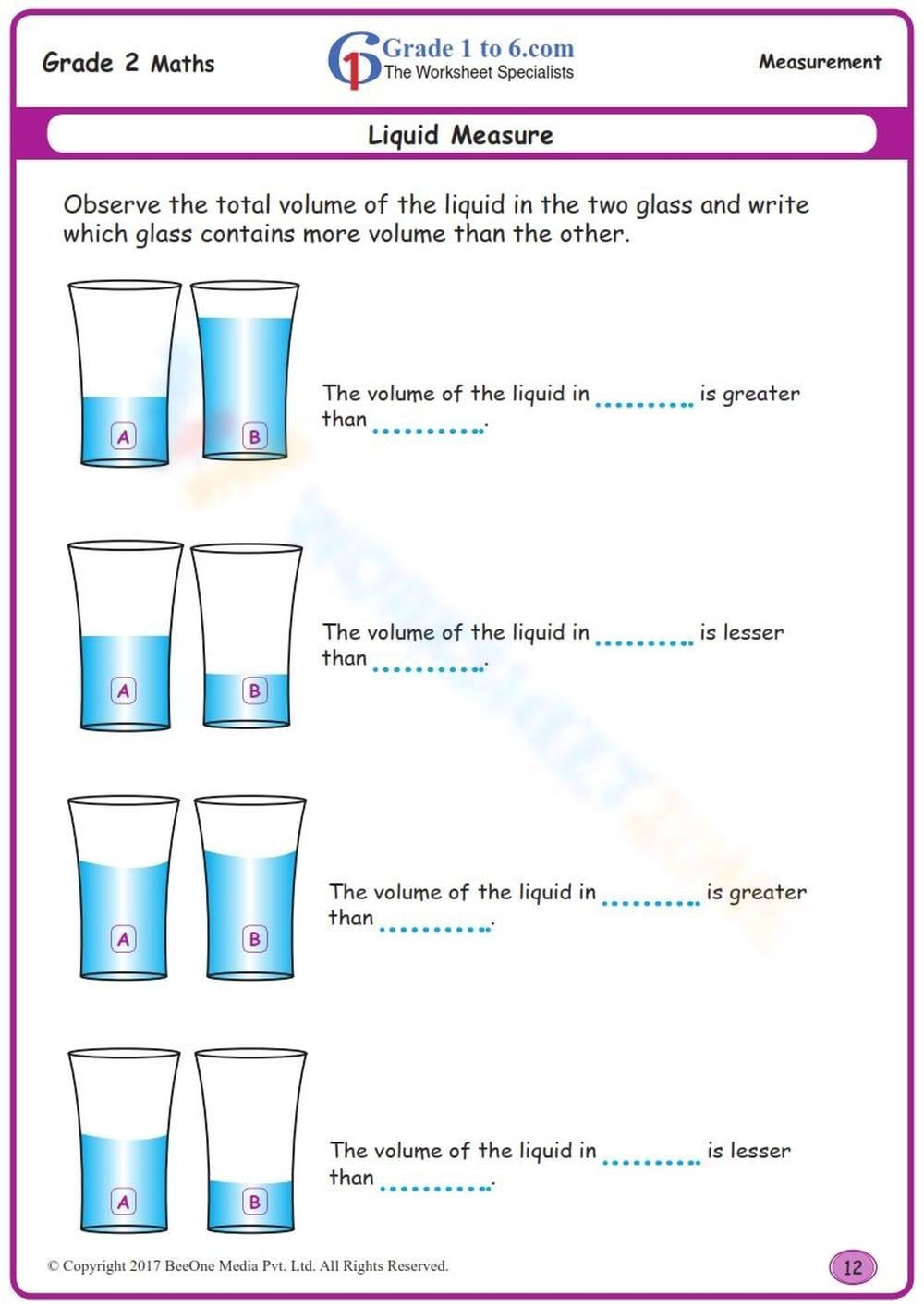 Measuring Liquid Volume Worksheets Printable Measuring Liquid Volume Worksheets Printable