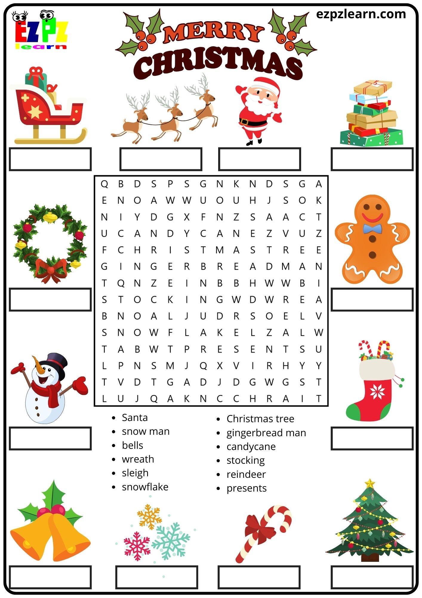 Merry Christmas Vocabulary Word Search And Match The Words Activity For Kids Ezpzlearn Merry Christmas Vocabulary Word Search And Match The Words Activity For Kids Ezpzlearn