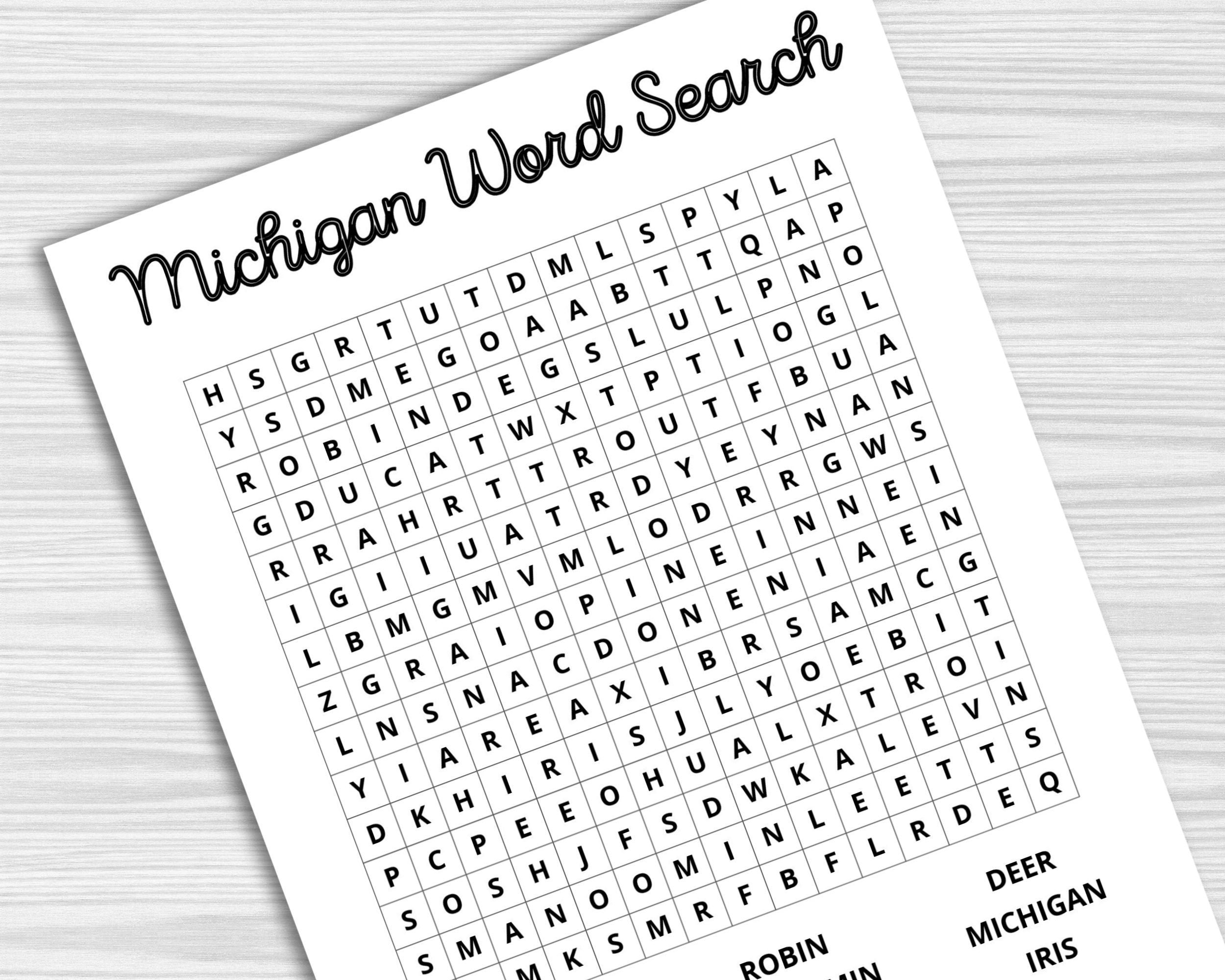Michigan Activity Pack State Symbols Trivia Word Search PDF Etsy