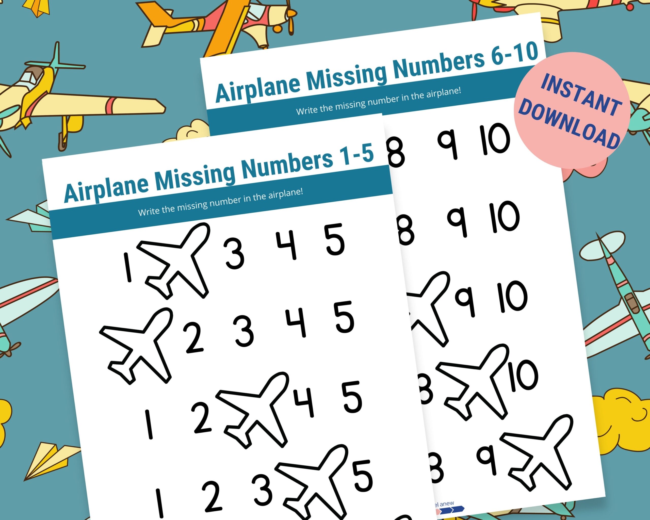 Missing Numbers Worksheet Printable Airplane Activities Plane Activities For Kids Kids Flight Activity Printable Travel Activities Etsy