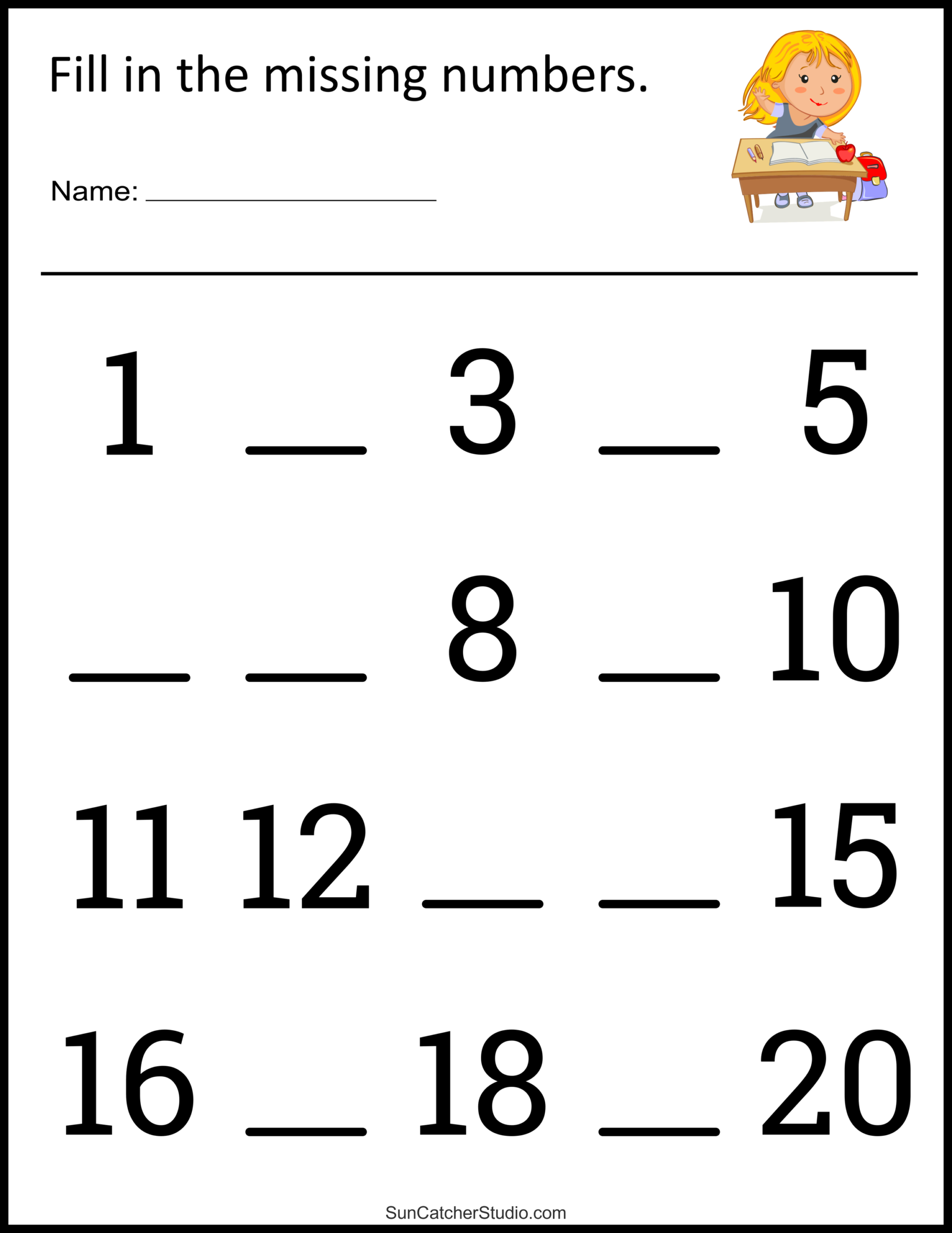 Missing Numbers Worksheets Fill In The Missing Numbers Free Printables Lettering SVG Files Tools Apps