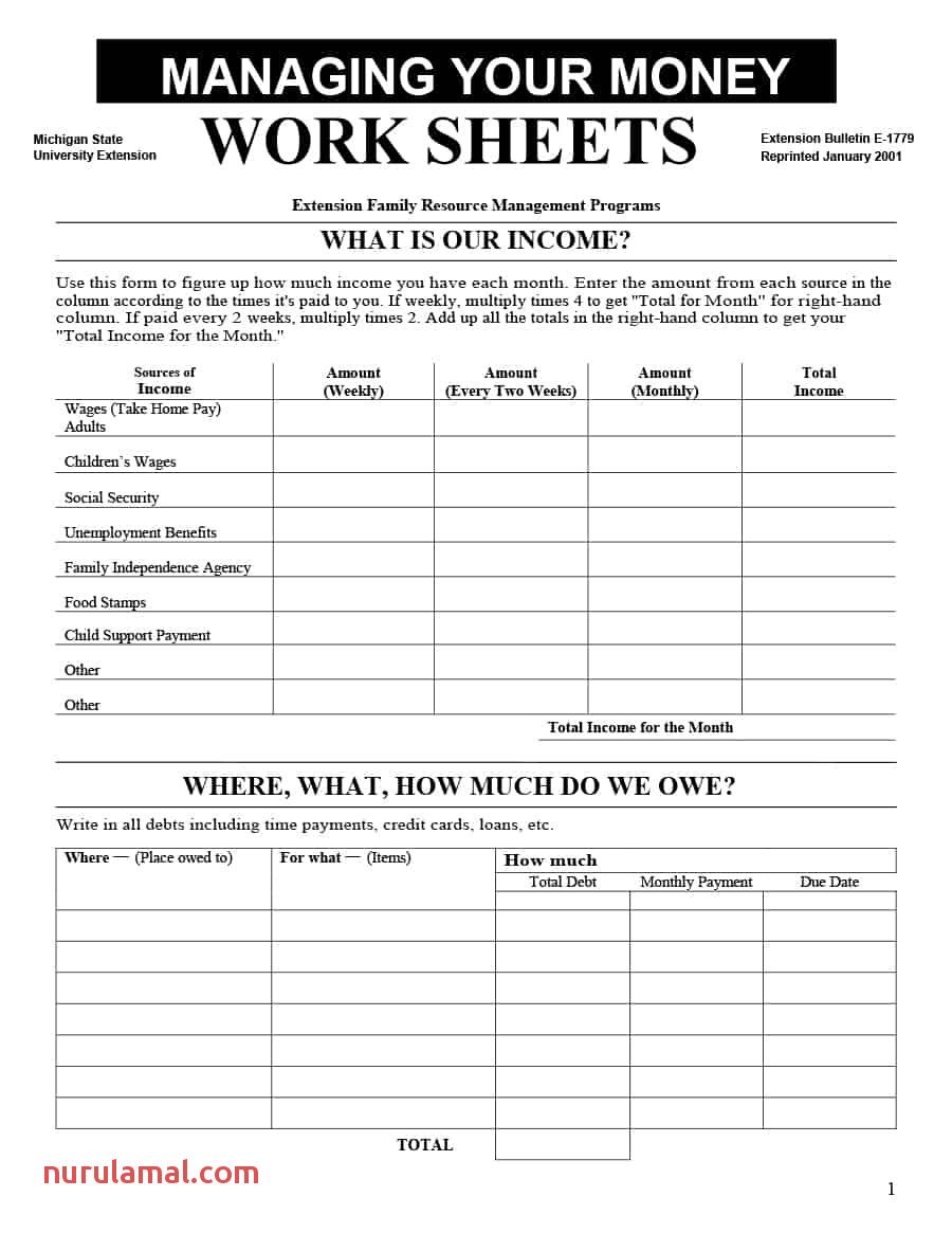 Money Management Worksheets Printable Worksheets Library