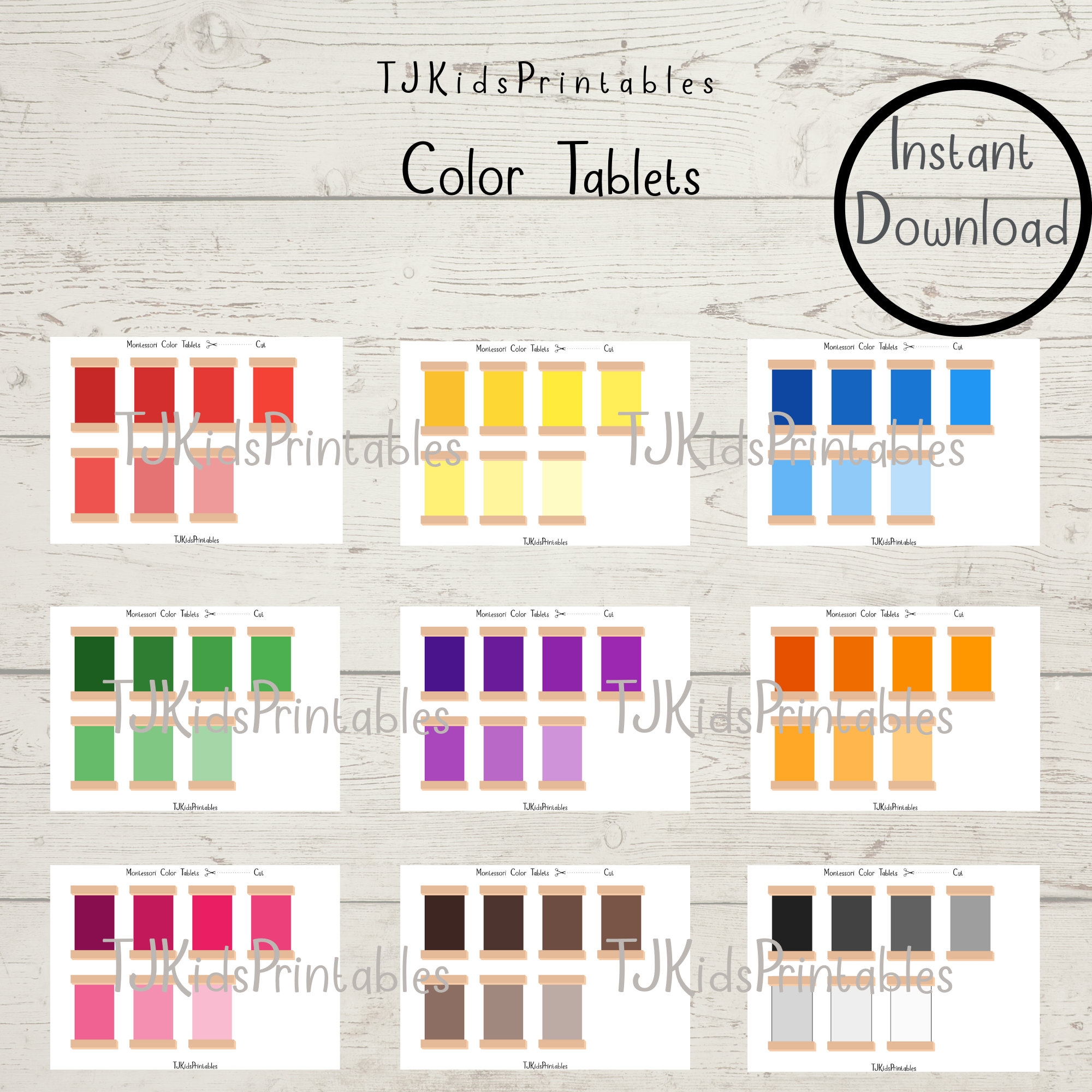 Montessori Color Tablets Printable Color Grading Color Box 3 Homeschool Resource Preschool Activity INSTANT DOWNLOAD Etsy