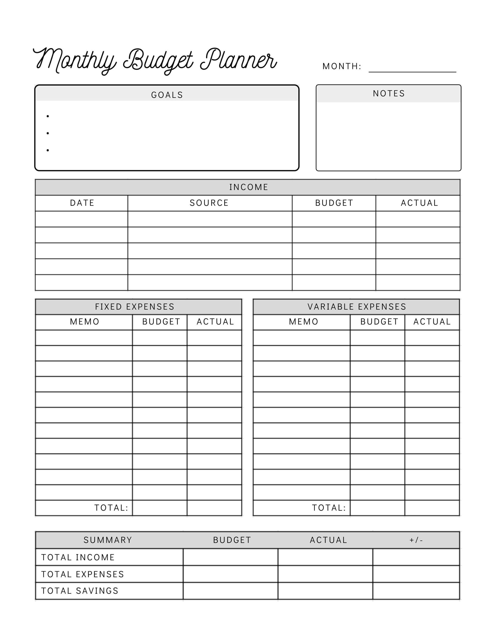 Monthly Budget Planner Printable Simple Budget Worksheet Personal Budget Template Instant Download Etsy Free And Customizable Budget Templates Canva