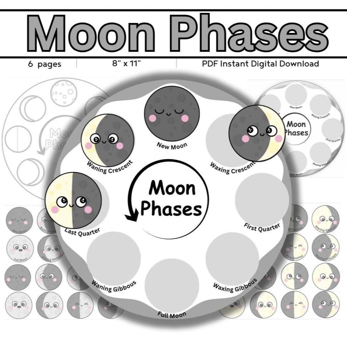Moon Phases Activity Digital Download Sequencing Preschool Printable Homeschool Science Moon Phases Activity Etsy Israel