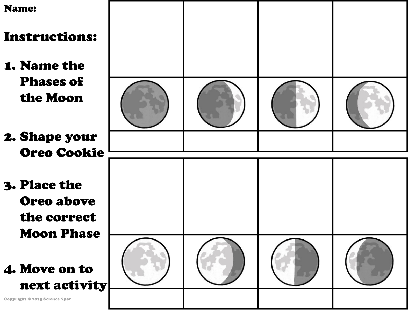 Moon Phases Oreo Worksheet Astronomy Activity