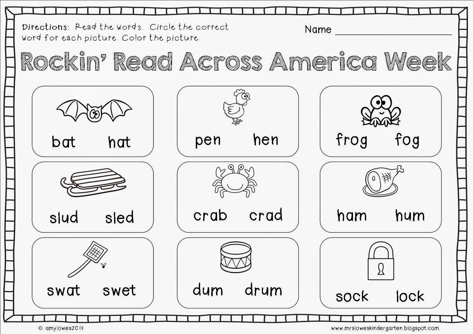Mrs Lowes Kindergarten Korner Read Across America Week Activities Worksheets Library