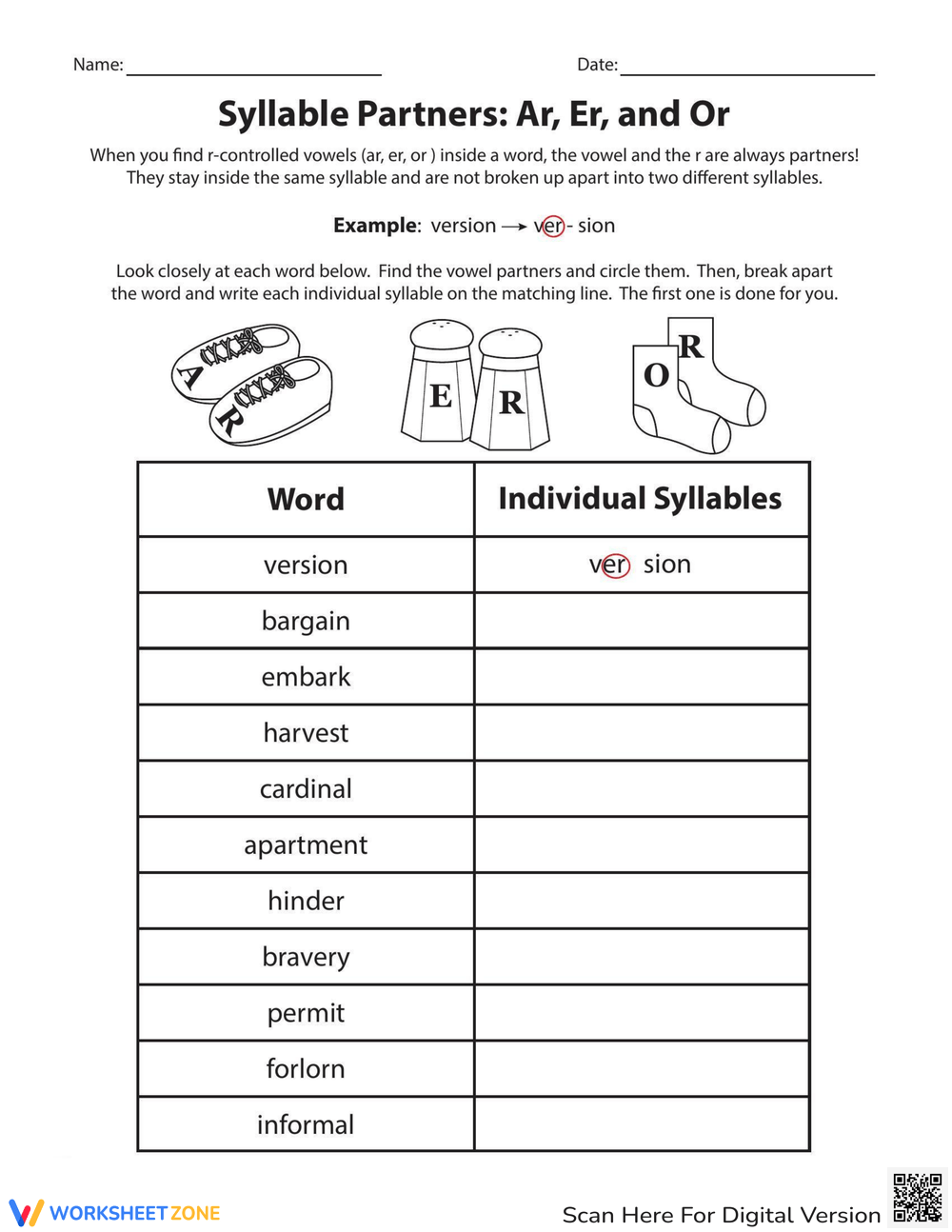 Multiple Syllable Words Worksheets Printable