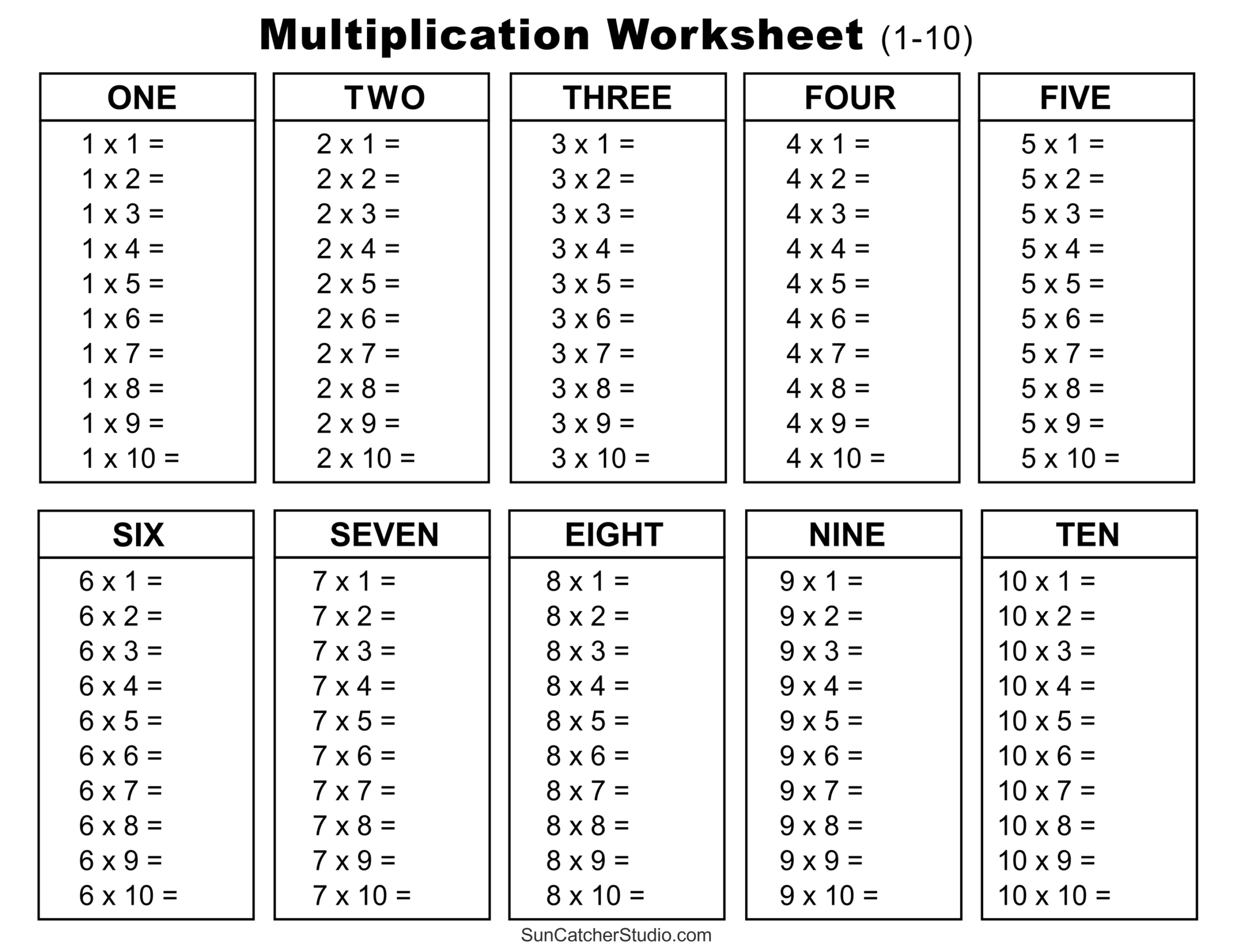 Multiplication Table Printable Paper Trail Design