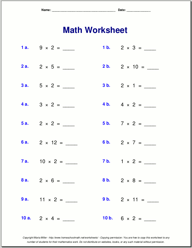 Multiplication Worksheets For Grade 3