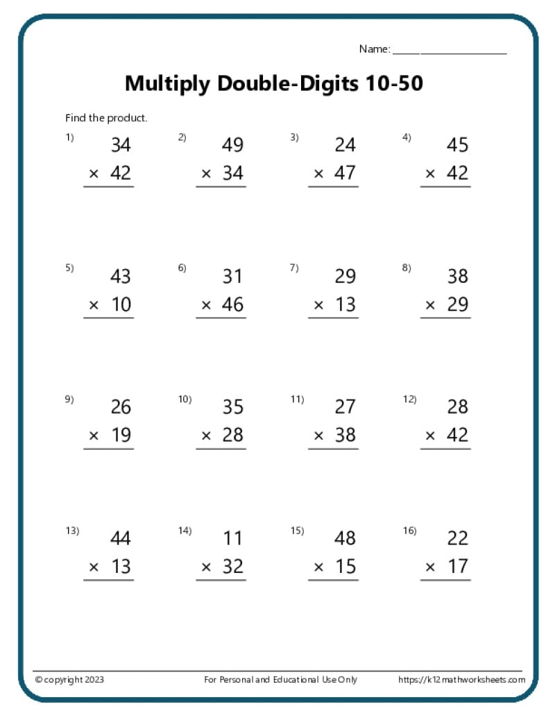 Free Multiplication Worksheets 1 12 Paper Trail Design
