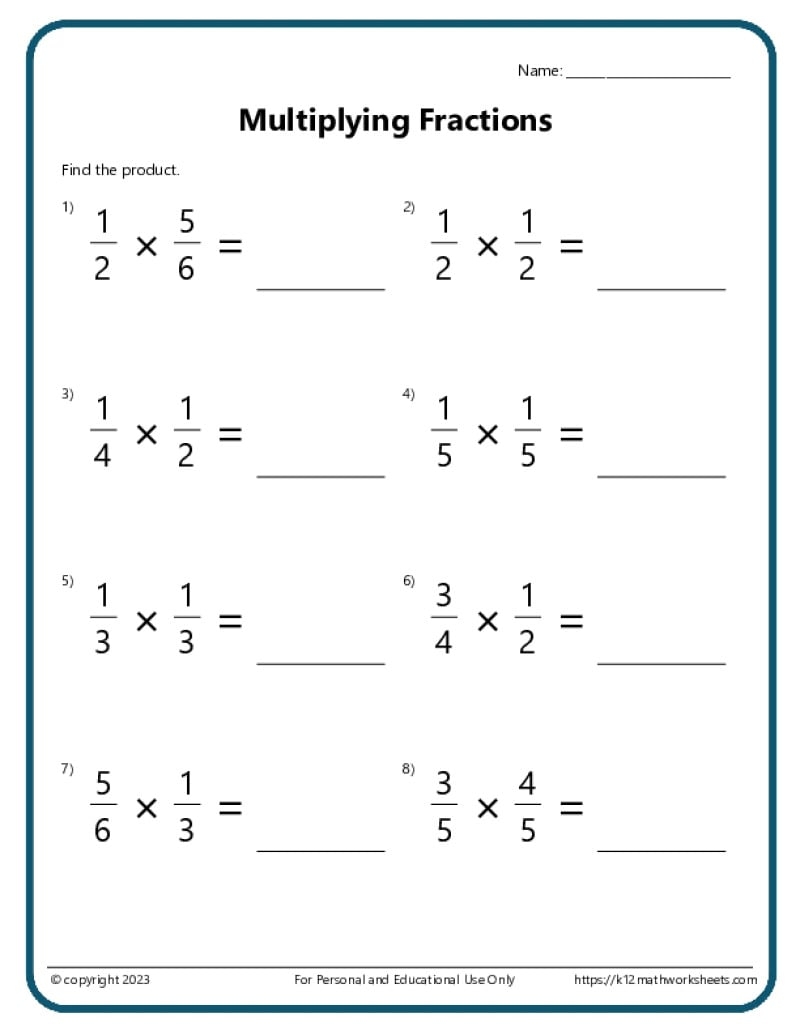 5th Grade Fractions Worksheets PDF Printable Worksheets Cazoom Math