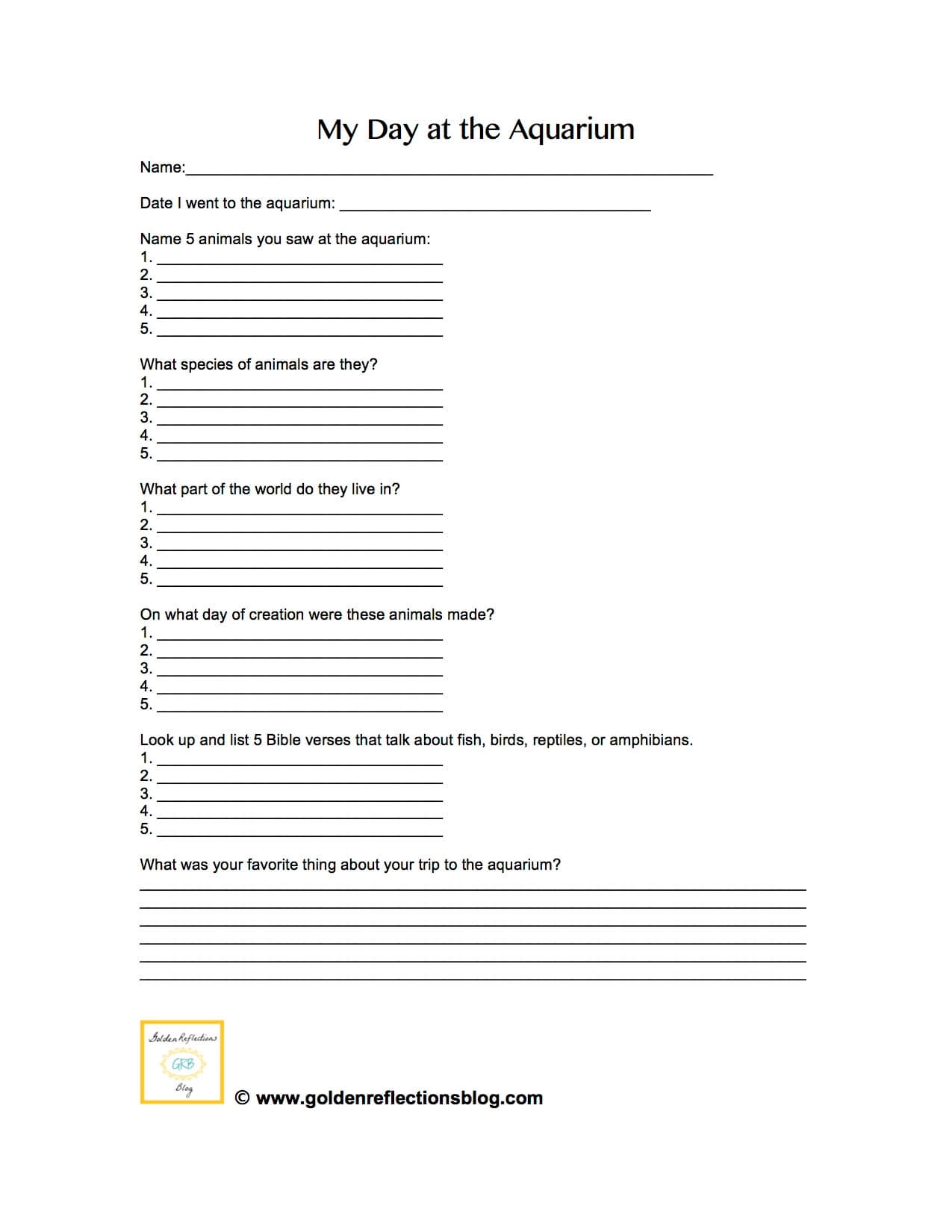 My Day At The Aquarium Worksheet Growing Hands On Kids My Day At The Aquarium Worksheet Growing Hands On Kids