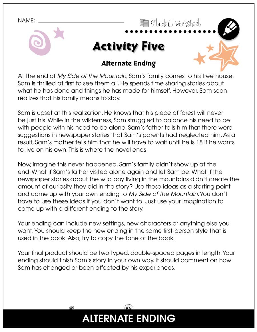 My Side Of The Mountain By Jean Craighead George Lit Link Grades 7 8 Worksheets Library