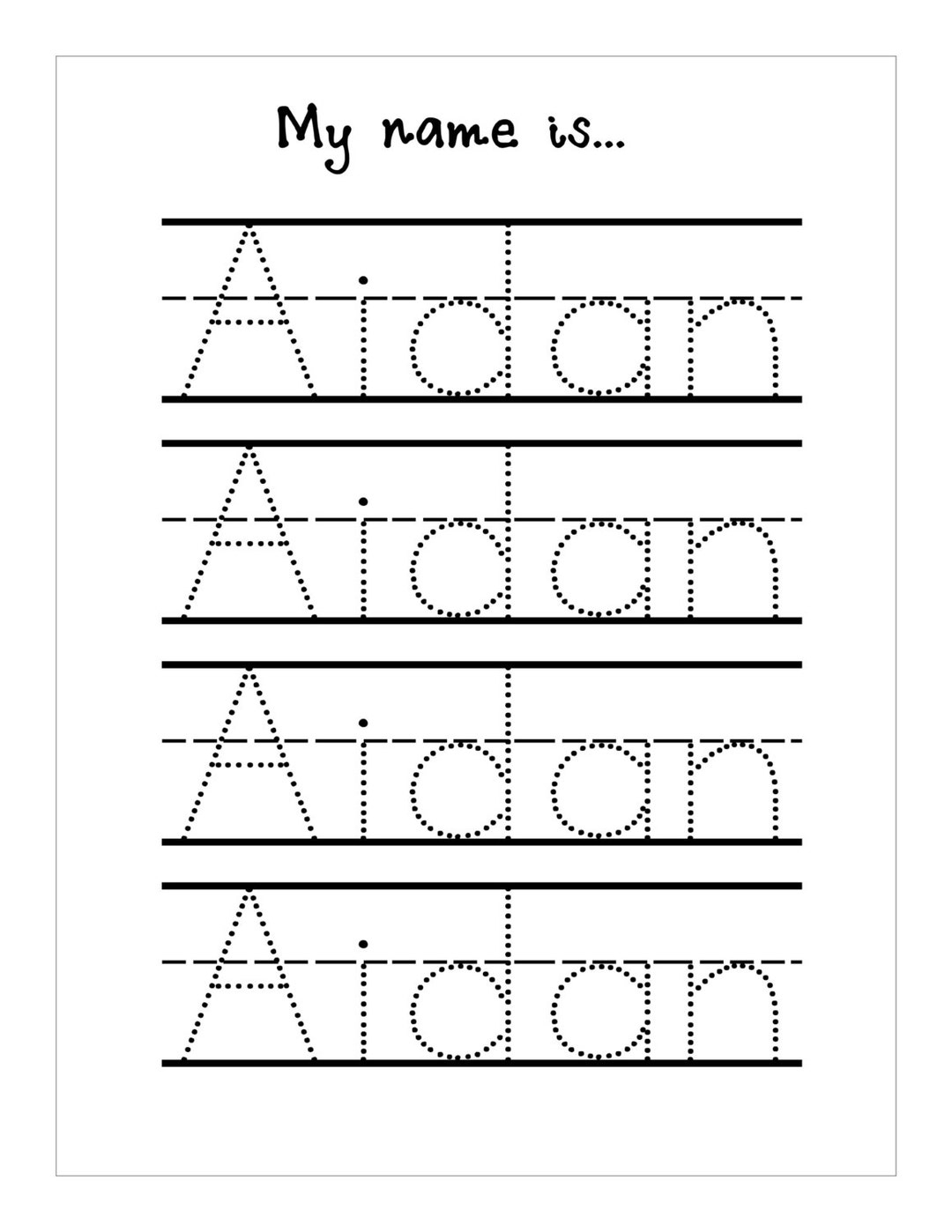 Name Trace Worksheet DIGITAL FILE Printable For Pre Schoolers Kindergarteners Etsy