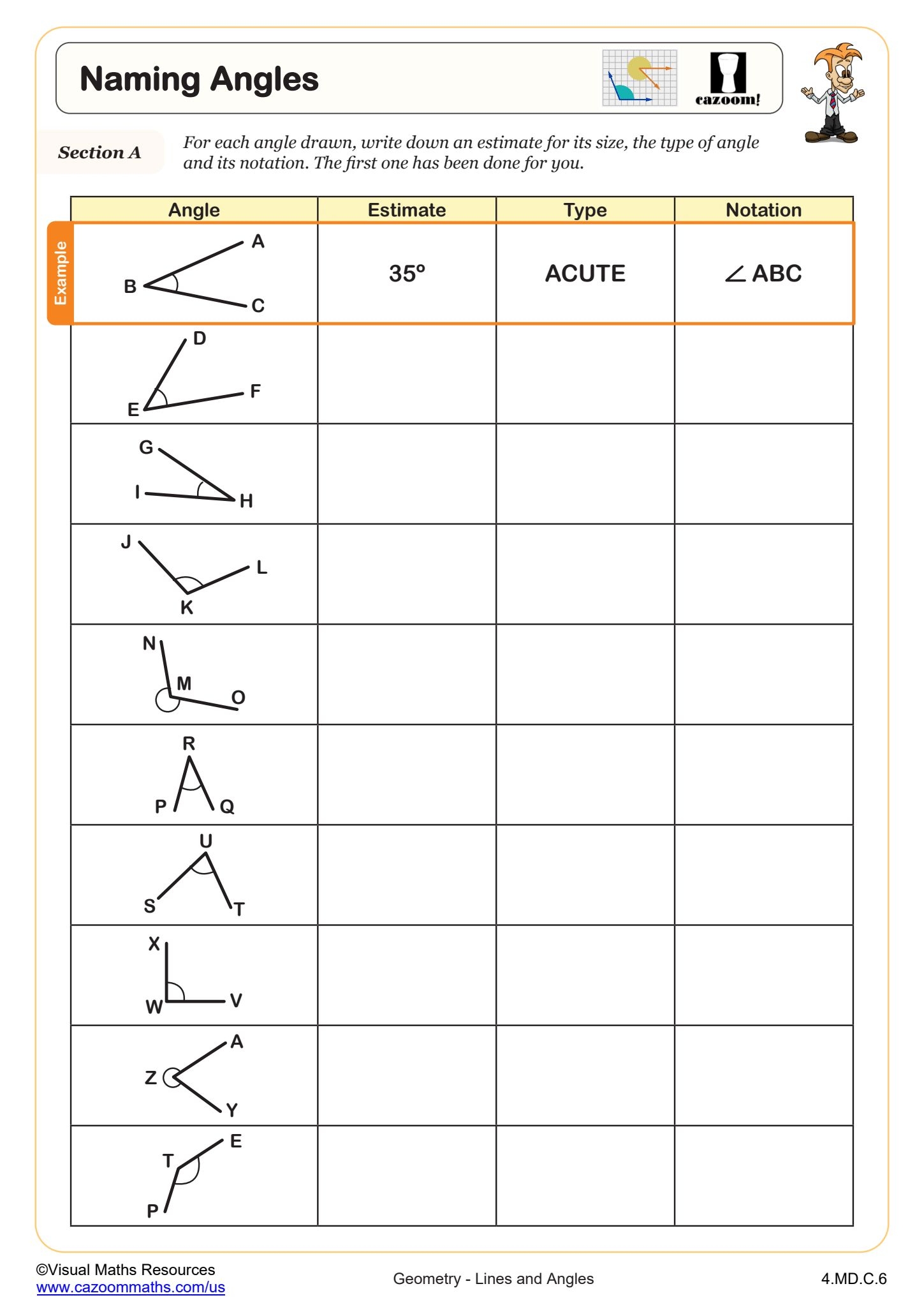 Drawing And Measuring Angles Worksheet PDF Printable Geometry Worksheets