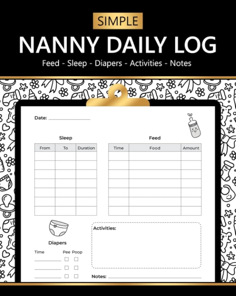 Nanny Daily Log Daily Routine Tracker For Babies Toddlers Simple Baby Activity Tracker Log Book To Record Infants Feeding Diapers Sleep Activities Notes Nanny Organizer Petters Parass Amazon Books