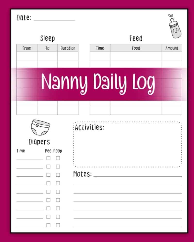 Nanny Daily Log Daily Routine Tracker For Babies Toddlers Simple Baby Activity Tracker Log Book To Record Infants Feeding Sleep Diapers Activities Notes Nanny Organizer Mz Stephany Amazon Books