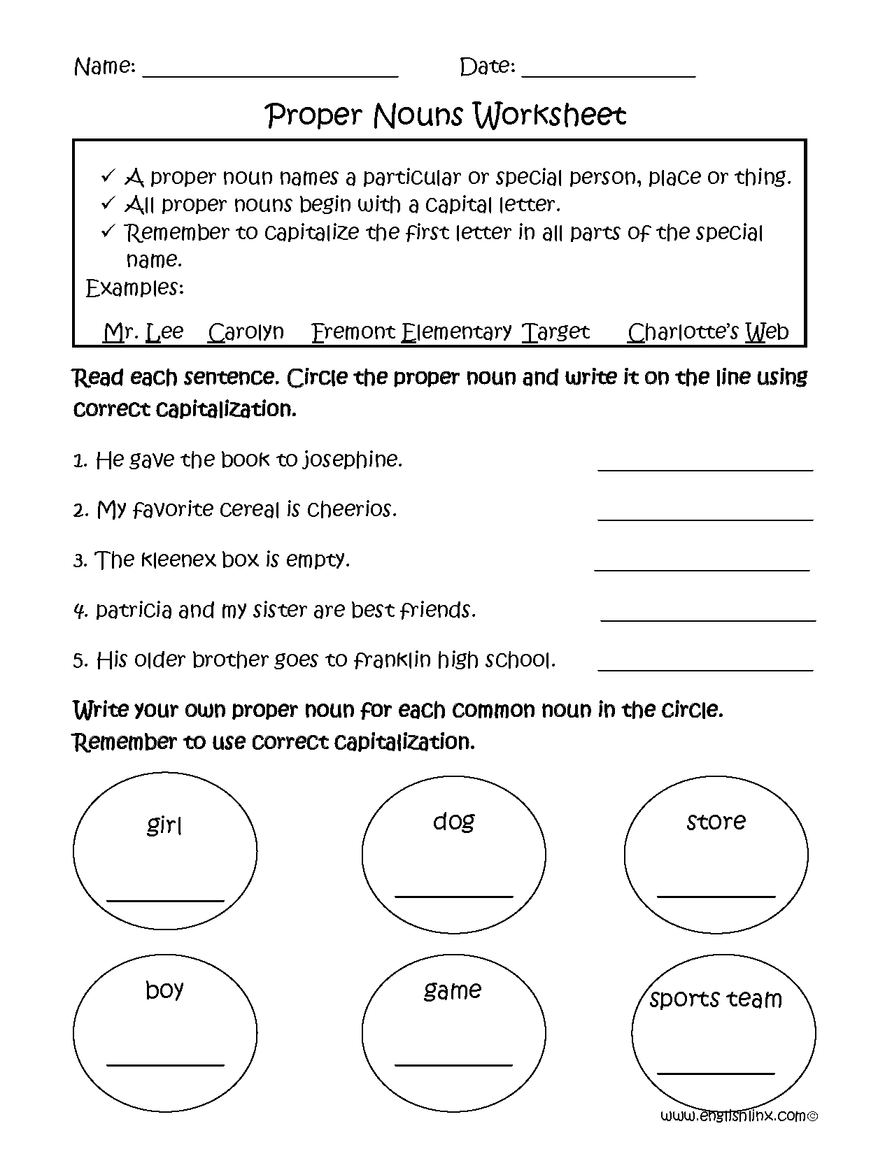 Nouns Worksheets Proper And Common Nouns Worksheets Nouns Worksheets Proper And Common Nouns Worksheets