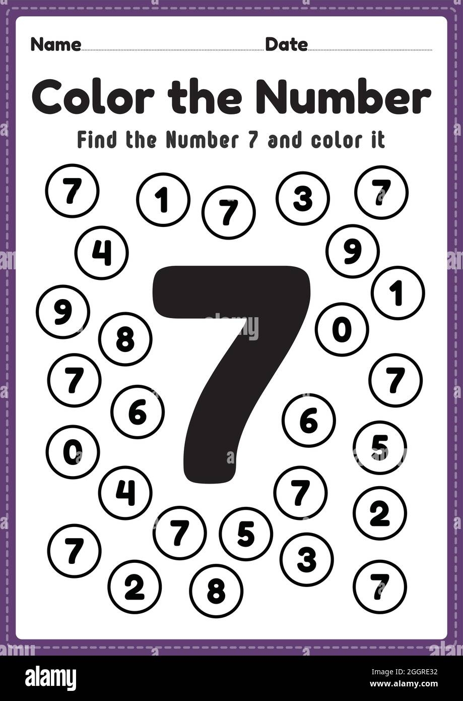 Number 7 Worksheet Hi Res Stock Photography And Images Alamy