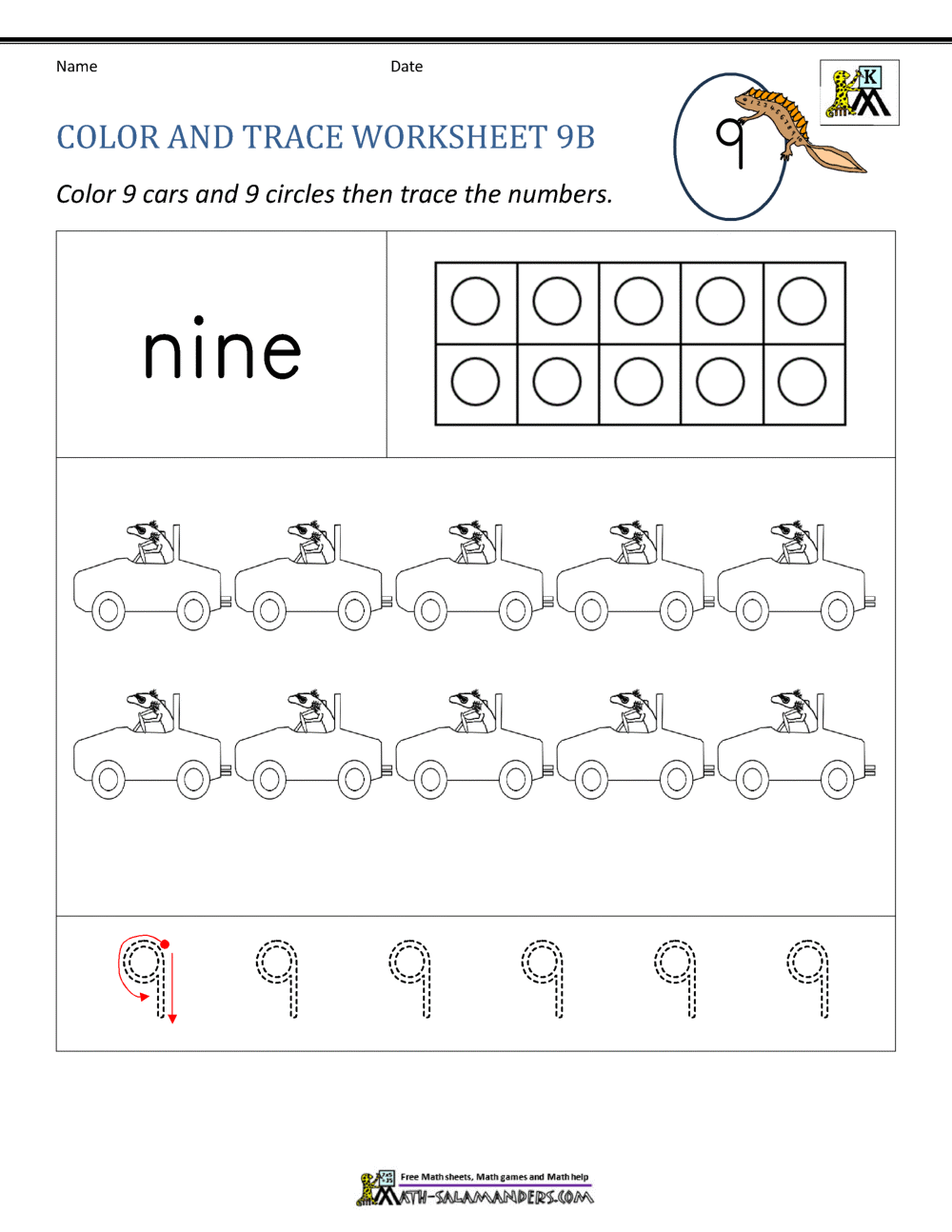 Number 9 Worksheets For Preschool