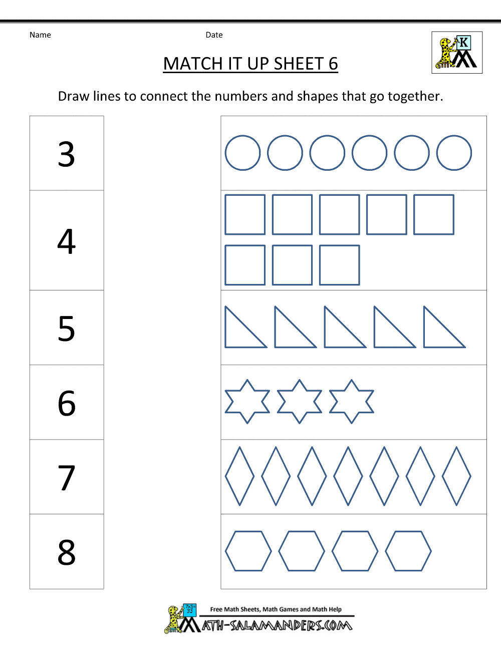 Number Matching Worksheets 1 10 Number Matching Worksheets 1 10