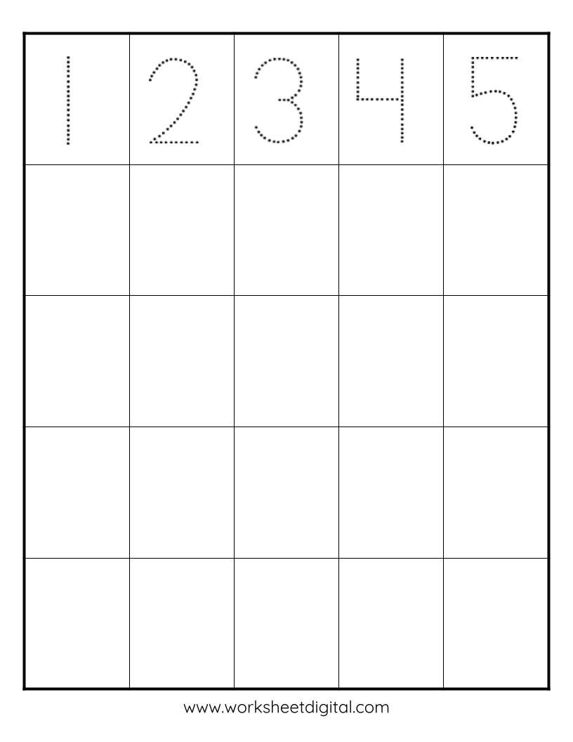 Number Tracing Worksheet 1 20 Preschool Kindergarten PDF File Etsy