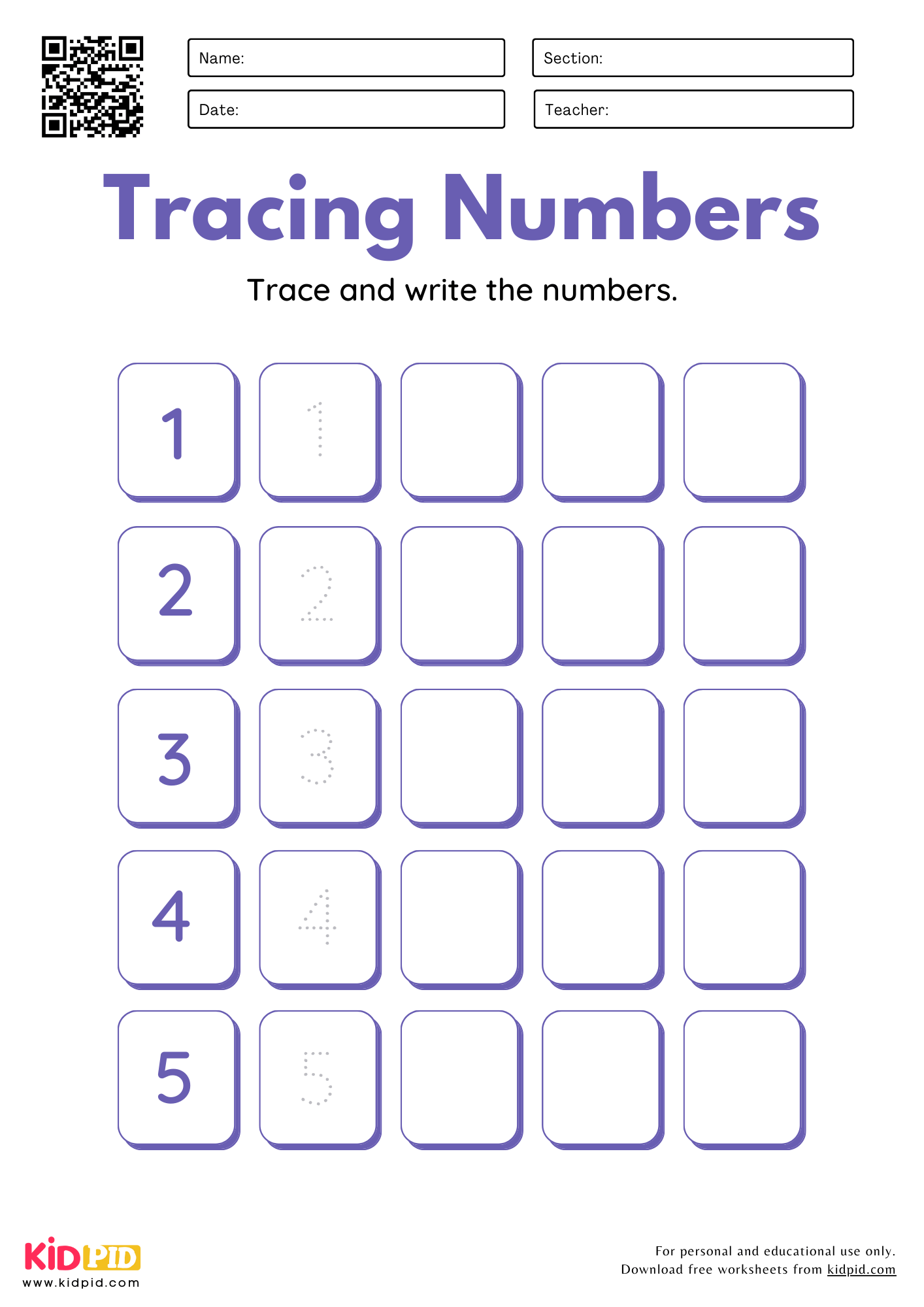 Number Tracing Writing 1 25 Worksheets For Grade 1 Kidpid