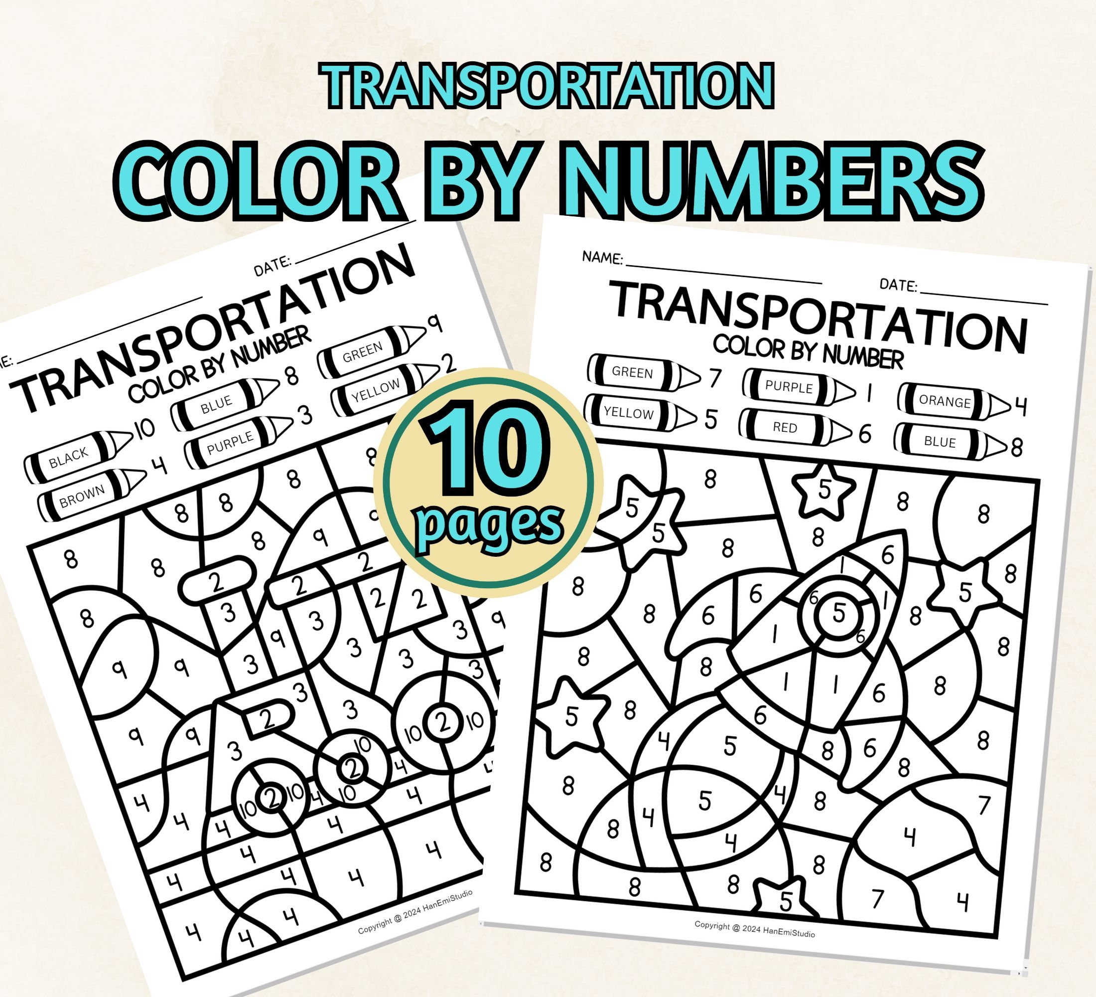 Numbers Coloring Pages For Kids Printable Etsy