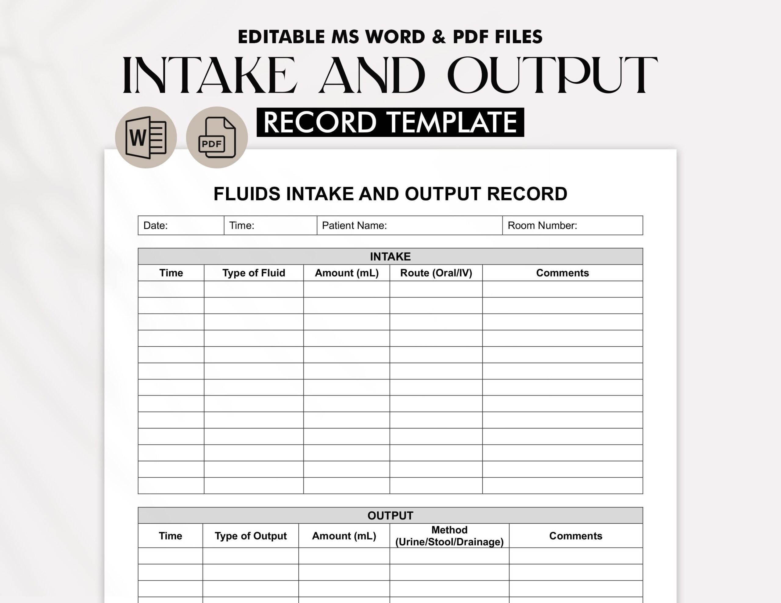 Nursing Intake And Output Sheet Etsy