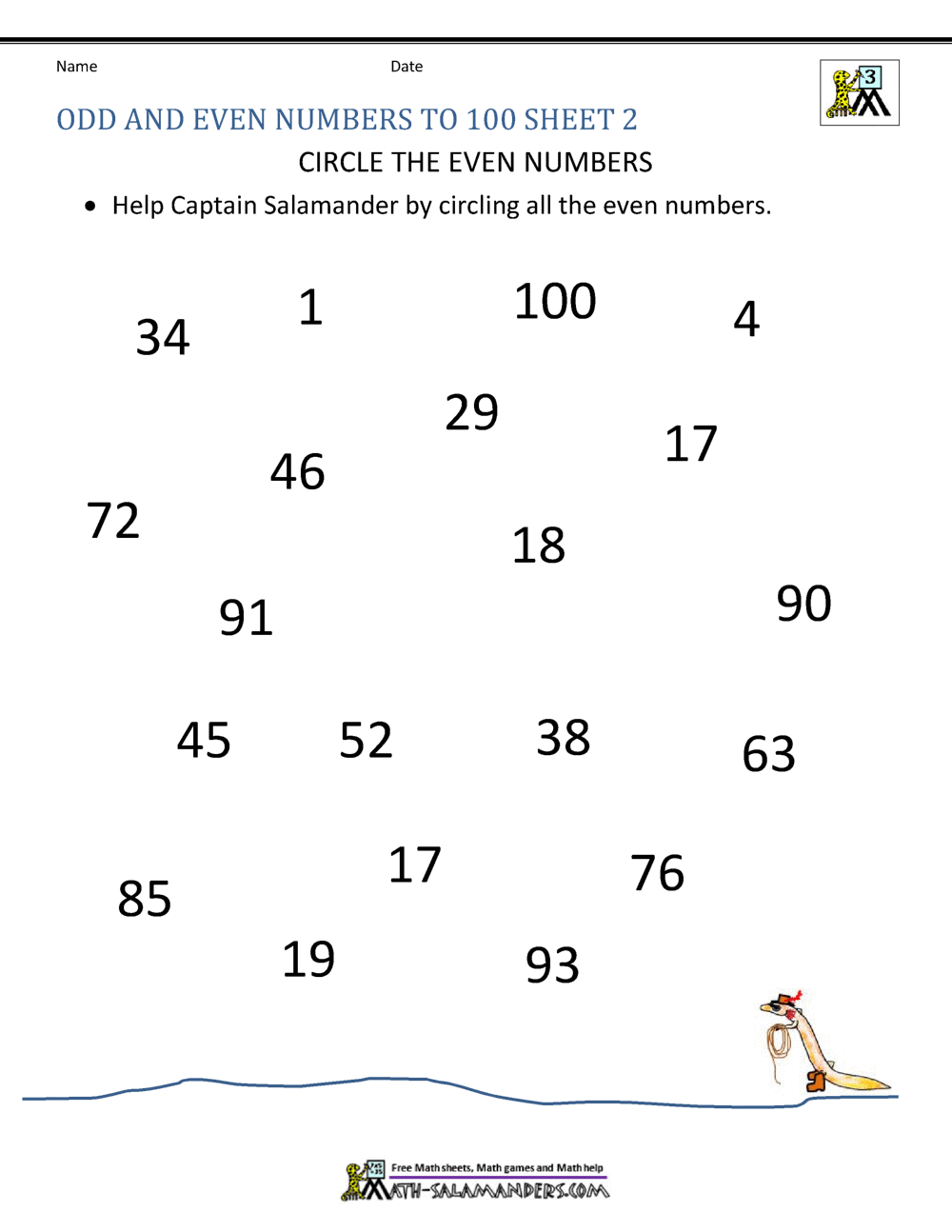Odd And Even Numbers Worksheet