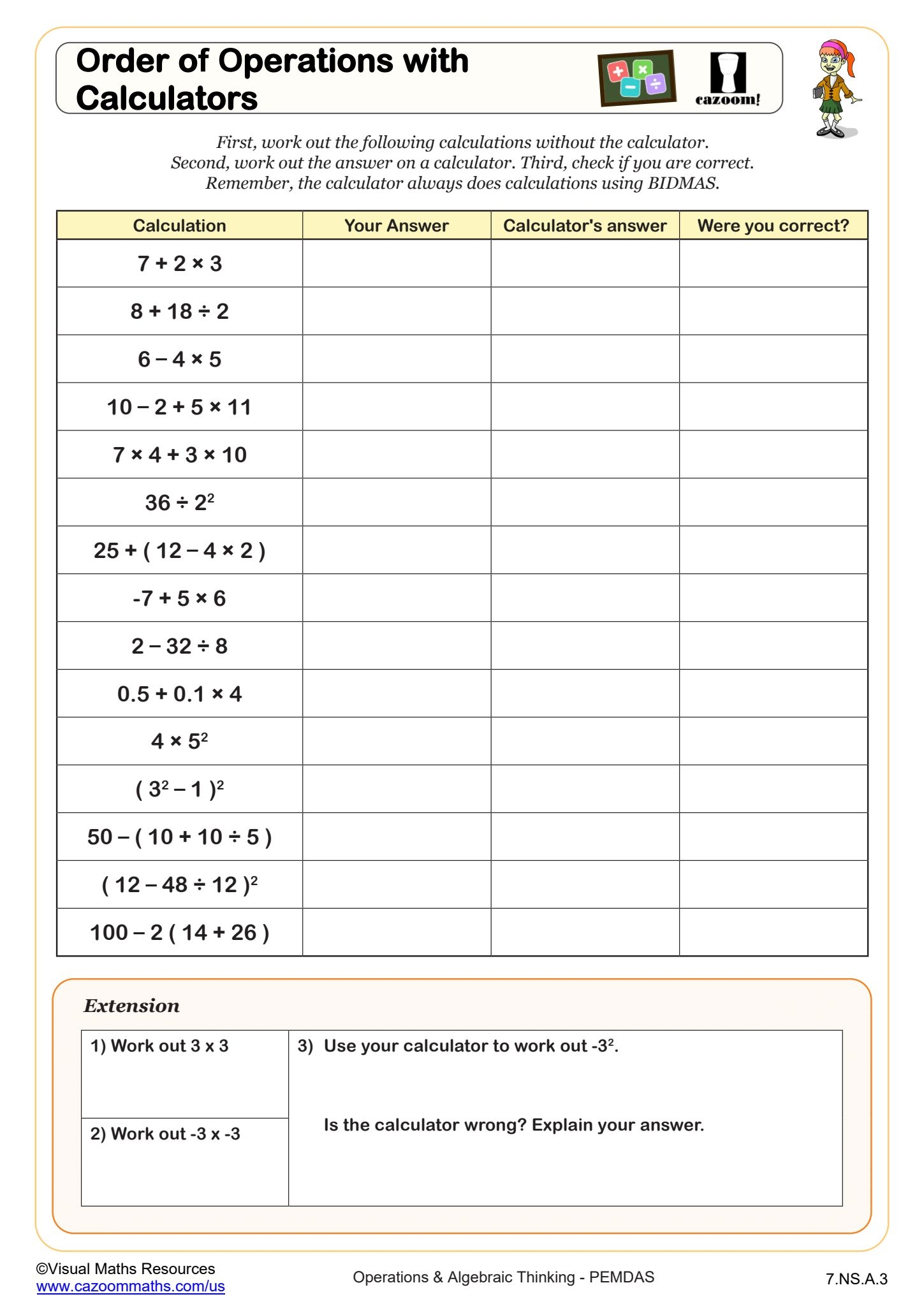 Order Of Operations With Calculators Worksheet Fun And Engaging 7th Grade PDF Worksheets Cazoom Math Order Of Operations With Calculators Worksheet Fun And Engaging 7th Grade PDF Worksheets Cazoom Math