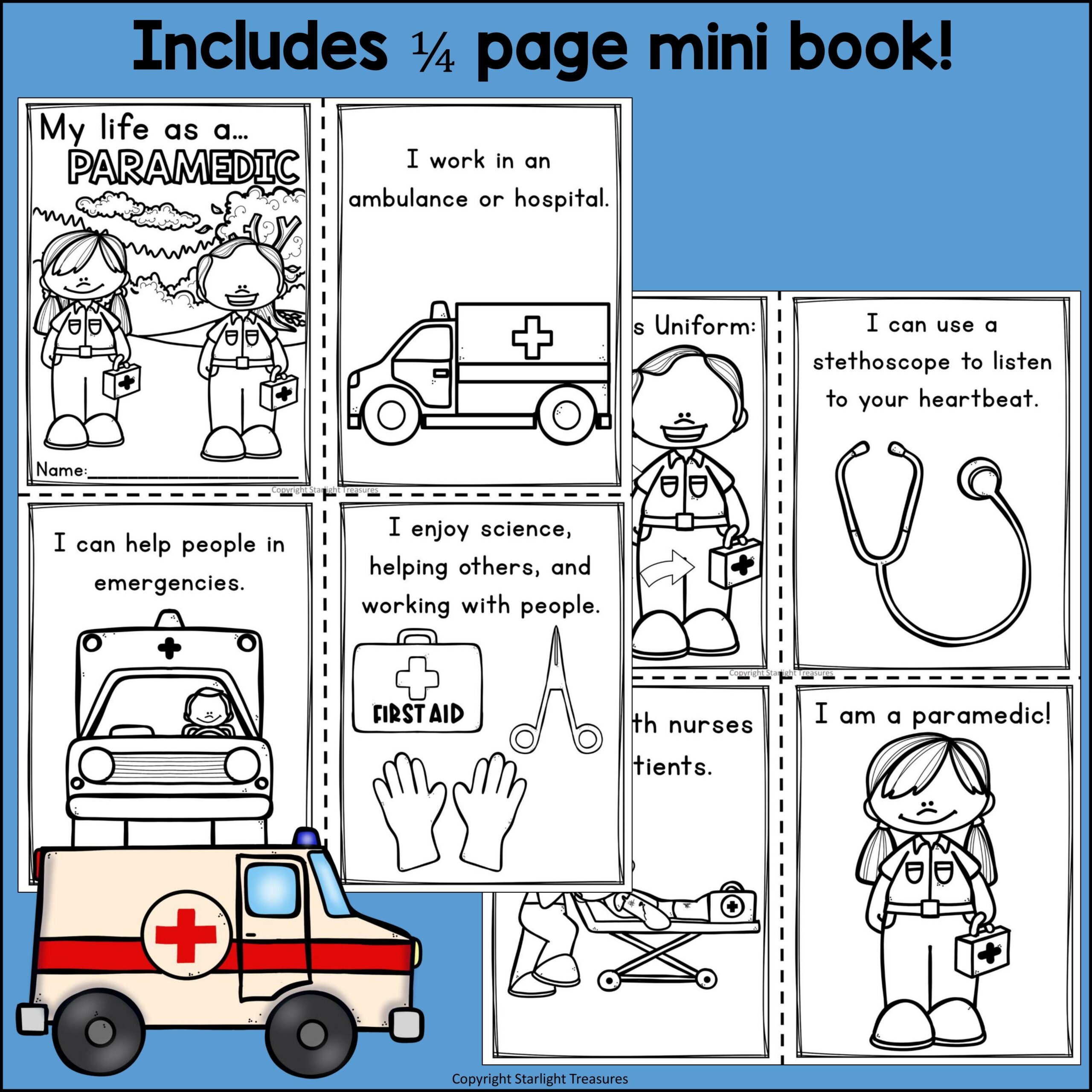Paramedic Mini Book For Early Readers Careers And Community Helpers Classful