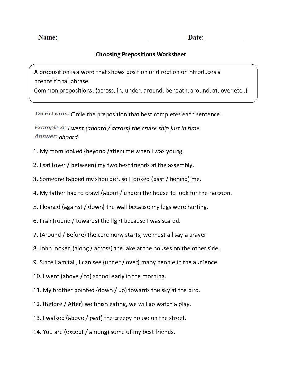 Parts Of A Sentence Worksheets Prepositional Phrase Worksheets Parts Of A Sentence Worksheets Prepositional Phrase Worksheets