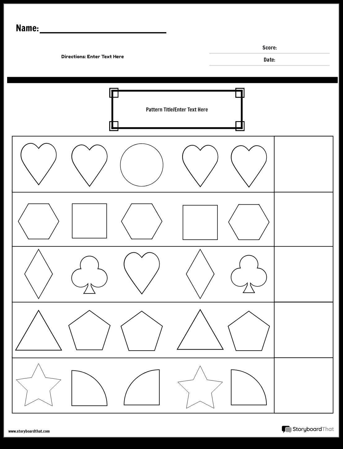 Pattern Worksheets Free Printables By Storyboard That