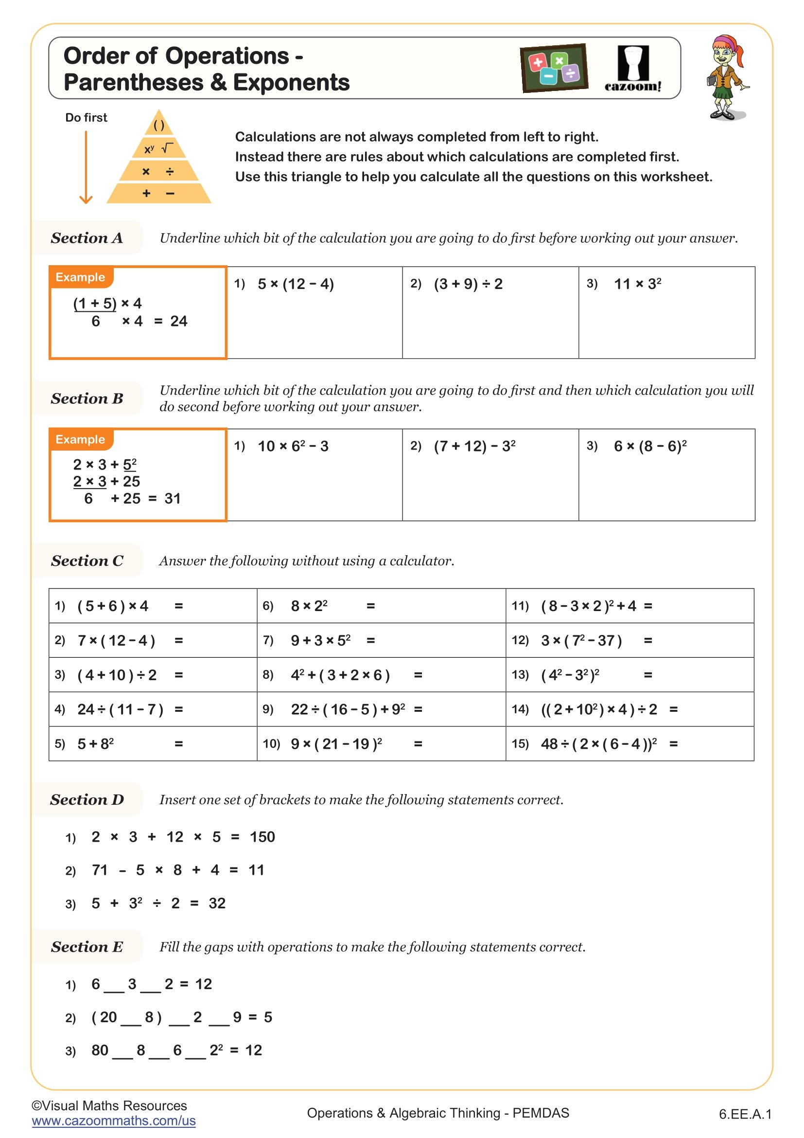 PEDMAS Math Worksheets Common Core Worksheets Cazoom Math PEDMAS Math Worksheets Common Core Worksheets Cazoom Math