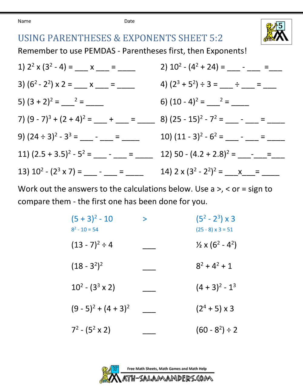Order Of Operations Worksheets Superstar Worksheets
