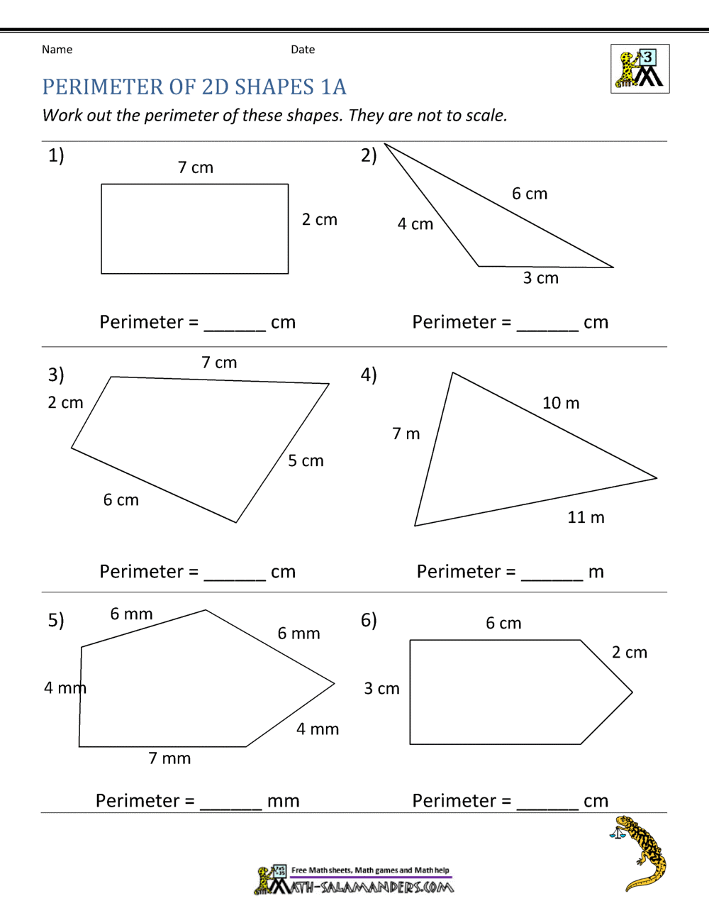 Perimeter Of Different Shapes Worksheet
