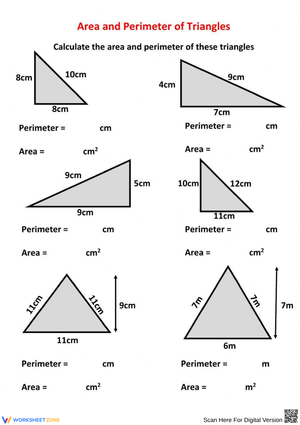 Perimeter Of Triangles Worksheets Printable