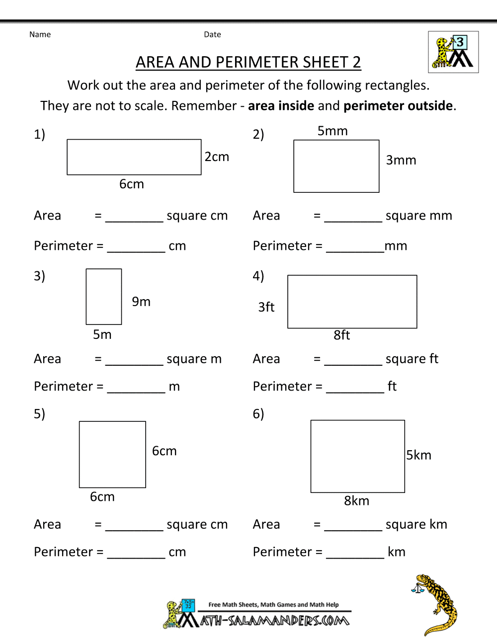 Perimeter Worksheets