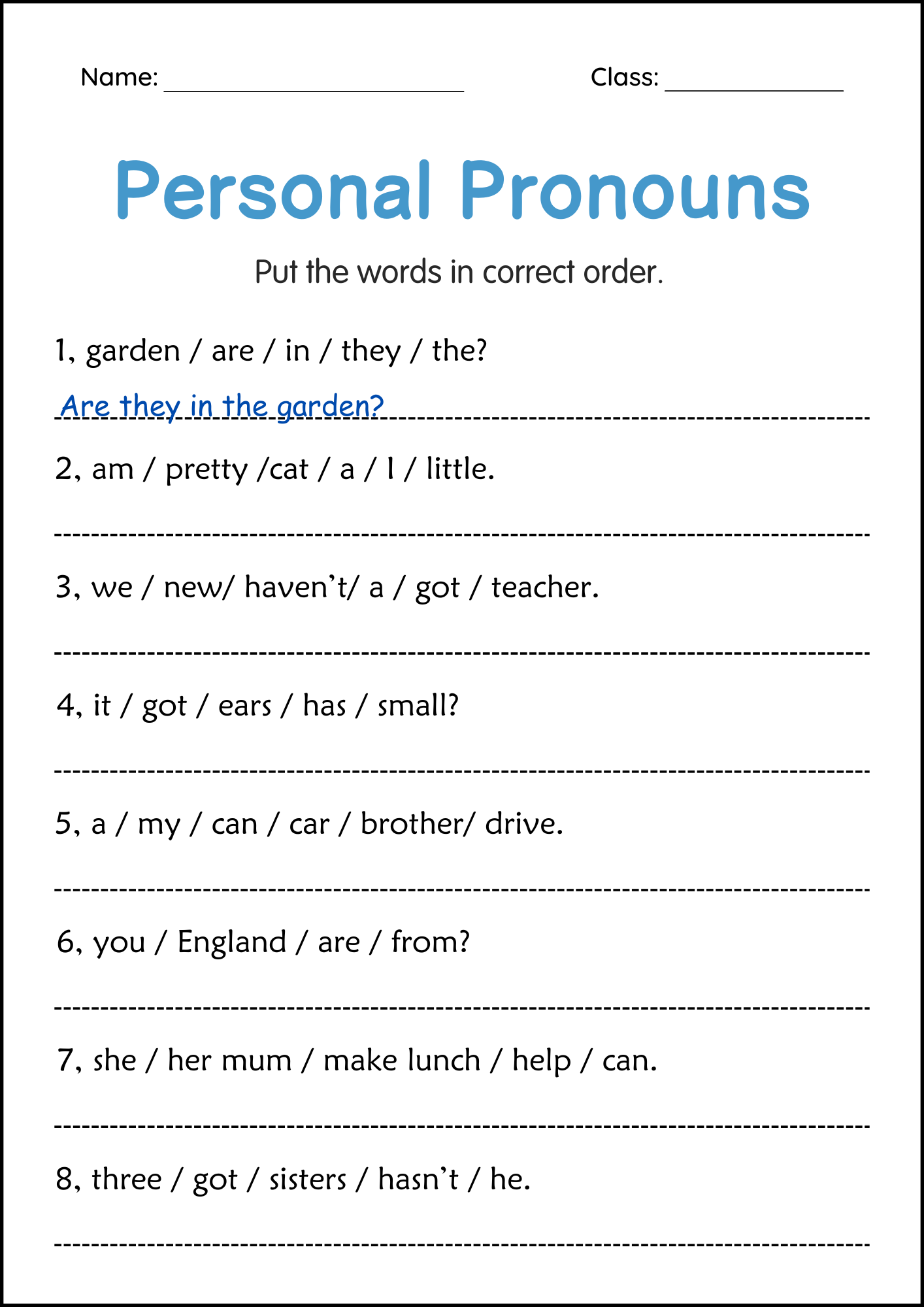 Personal Pronouns Activity Worksheets For Grade 2 3 4 Made By Teachers