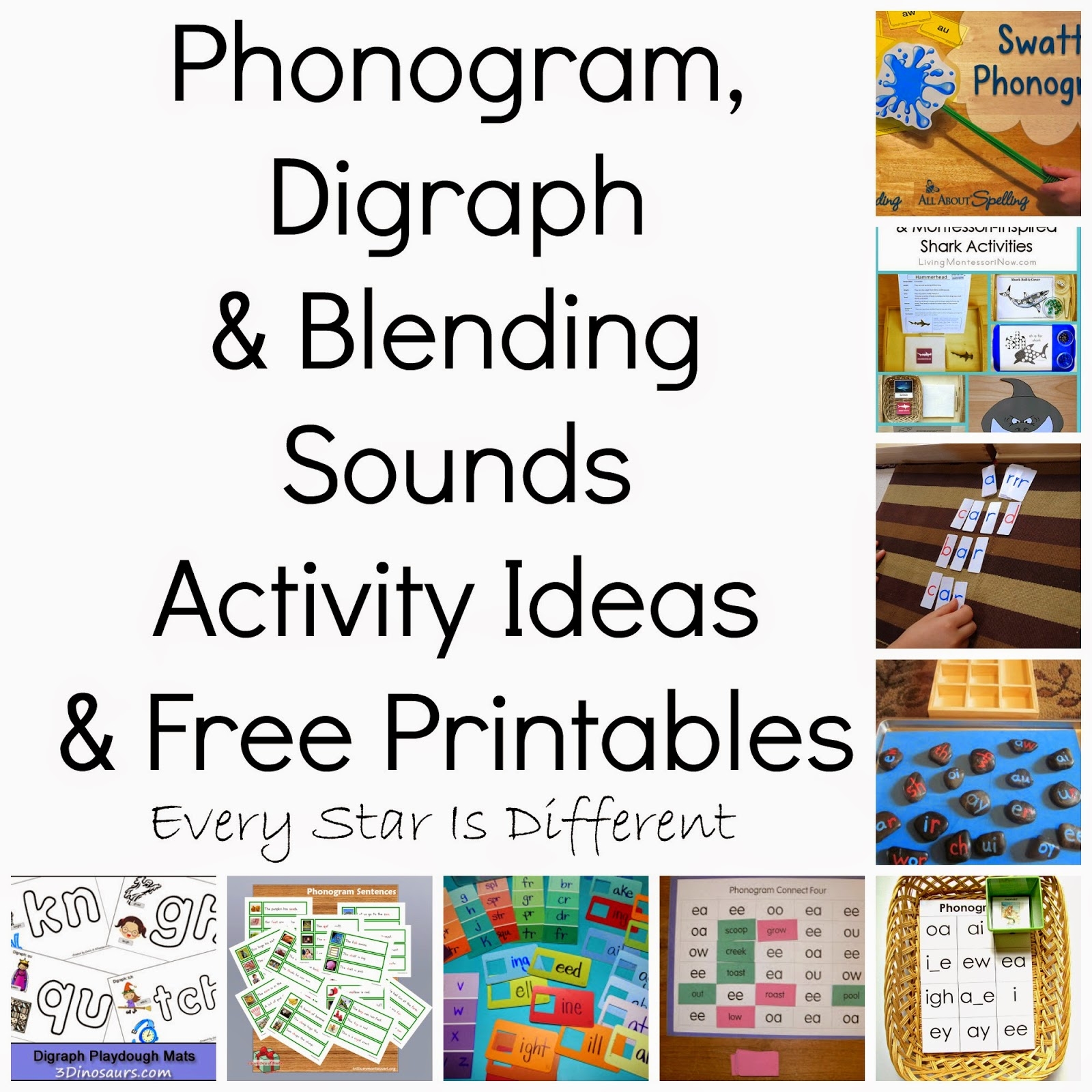 Phonogram Digraph And Blending Sounds Activity Ideas And Free Printables Every Star Is Different