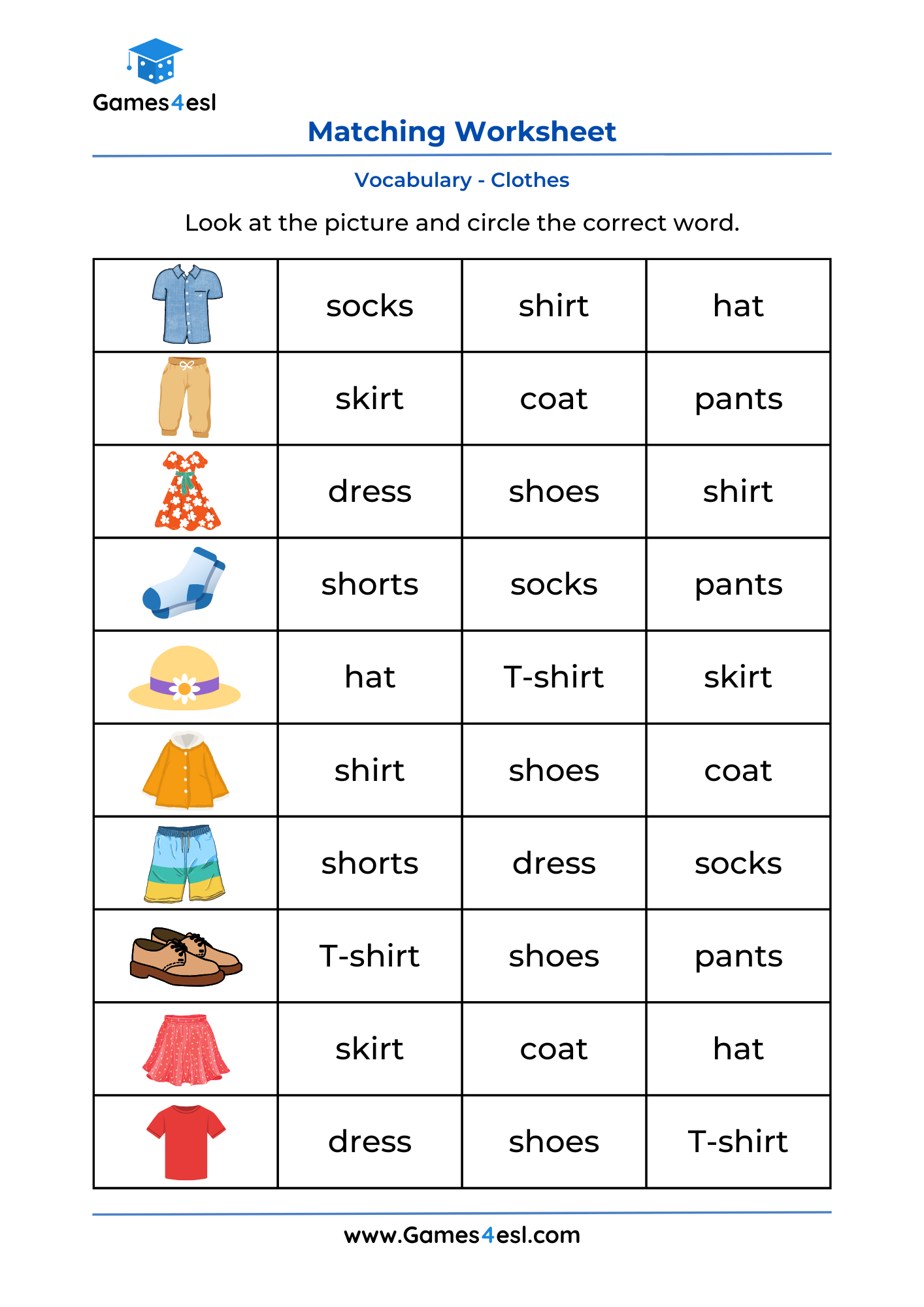 Picture Word Matching Worksheets Games4esl Vocabulary Matching Worksheet Free Printable Digital PDF