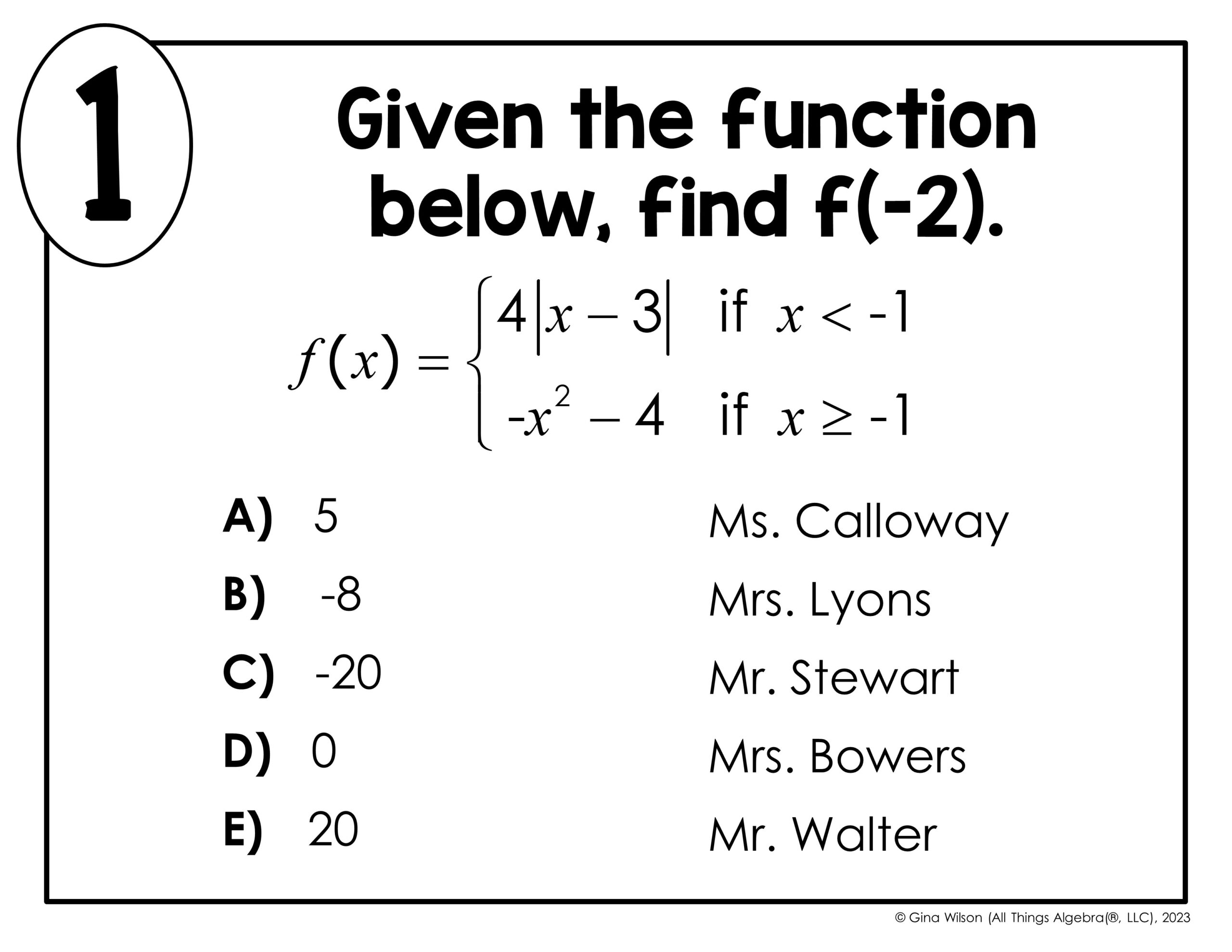 Piecewise Functions With Nonlinear Functions Math Lib Activity All Things Algebra
