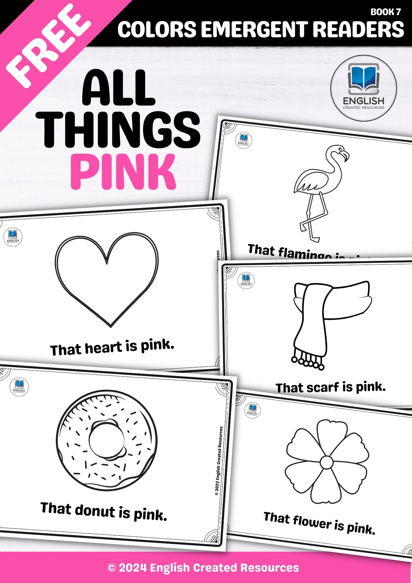 Pink Color Emergent Reader English Created Resources