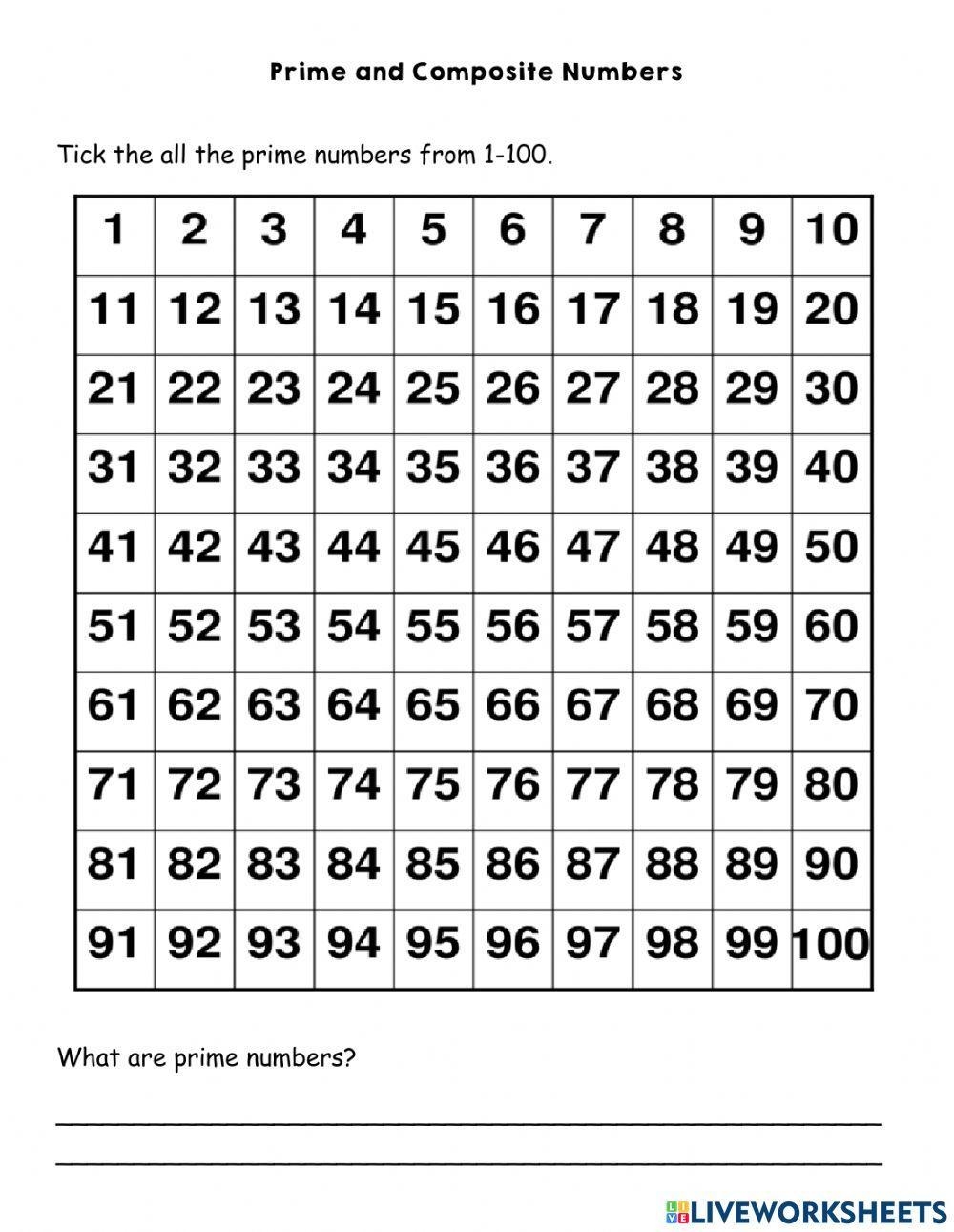 Prime And Composite Numbers Worksheets Library