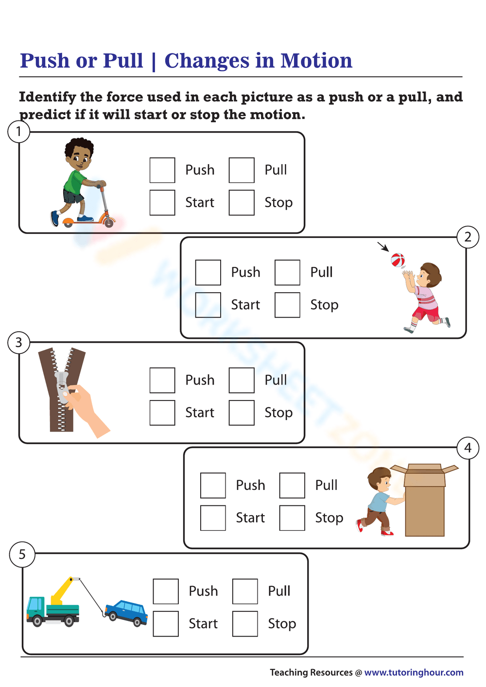 Printable 1st Grade Push And Pulls Worksheets Download