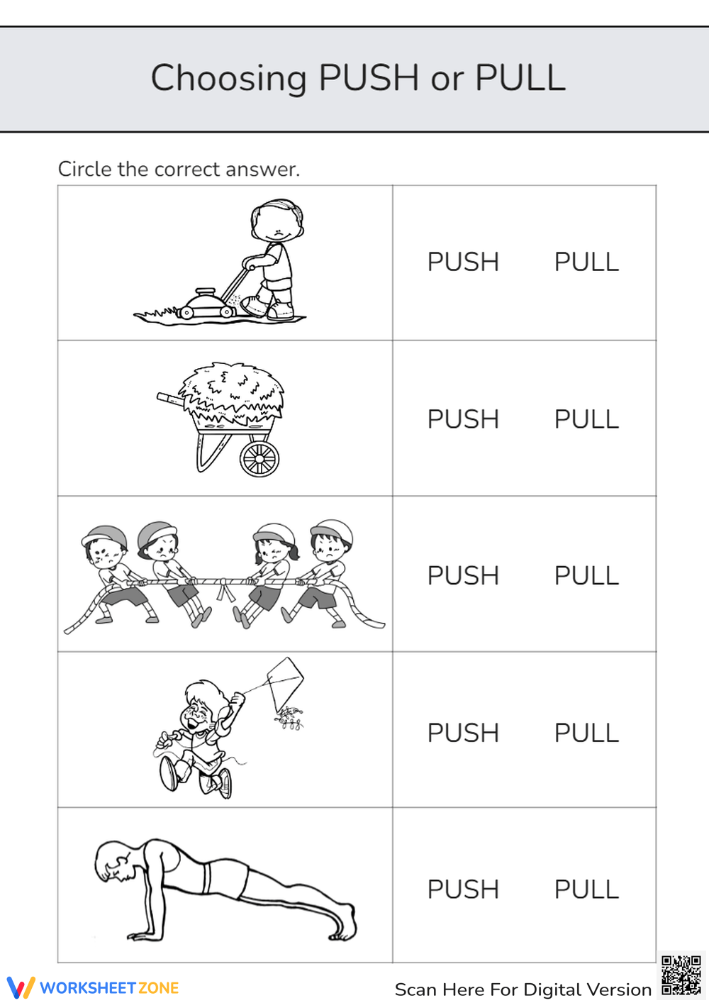 Printable 1st Grade Push And Pulls Worksheets Download
