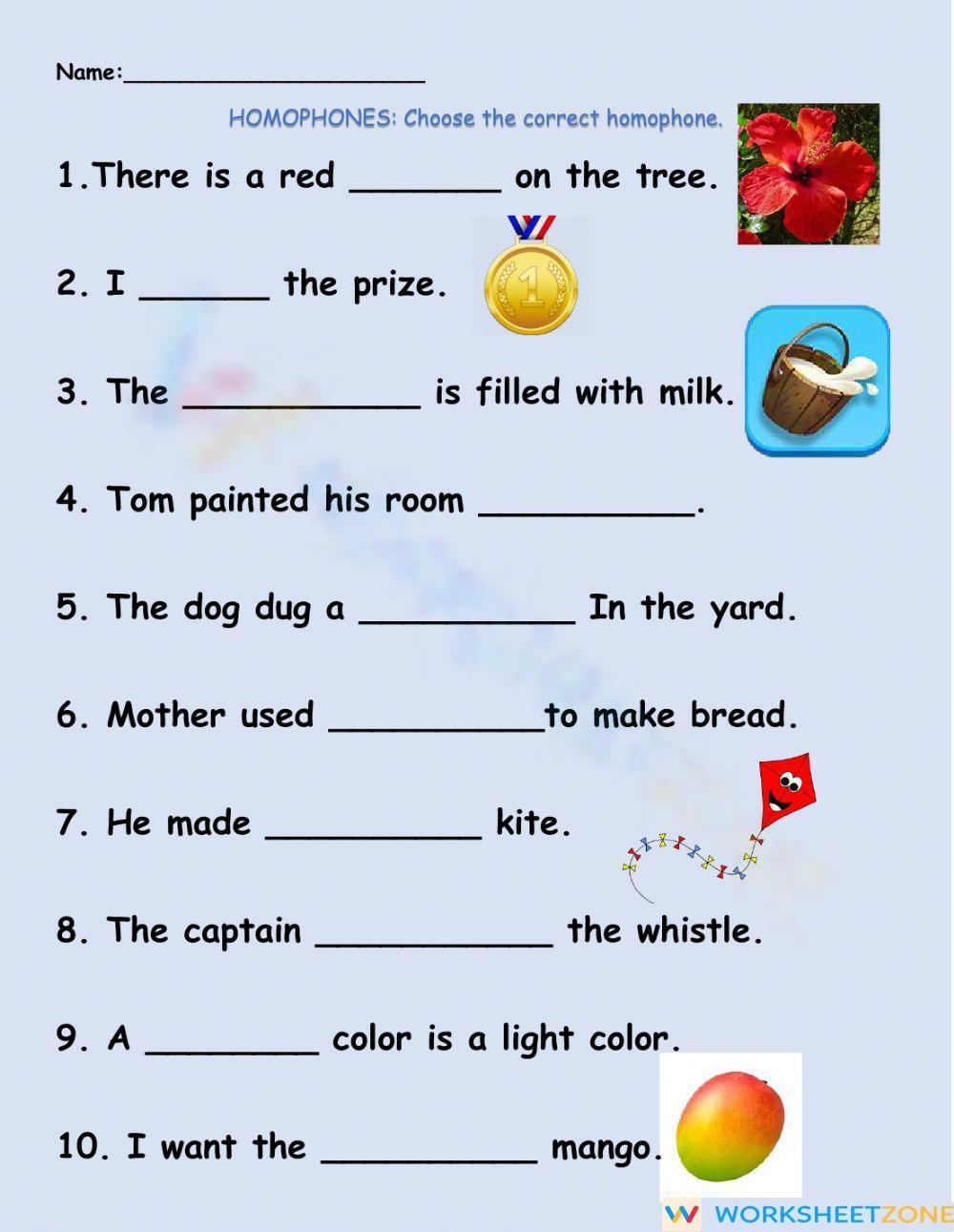 Homophones Worksheets Grade1to6 Worksheets Library