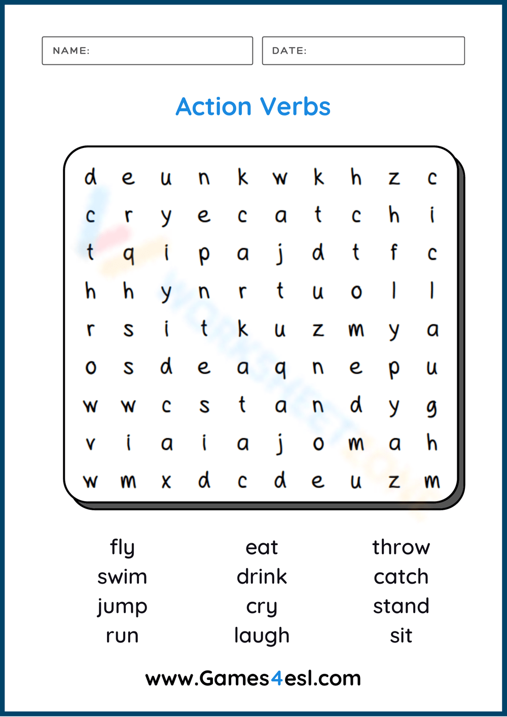 Printable 5th Grade Action Verbs Worksheets